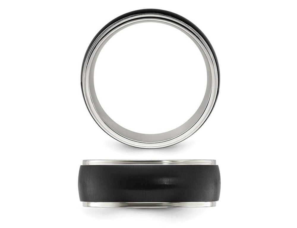 Mens Titanium Brushed Black Plated Band Ring (8mm)