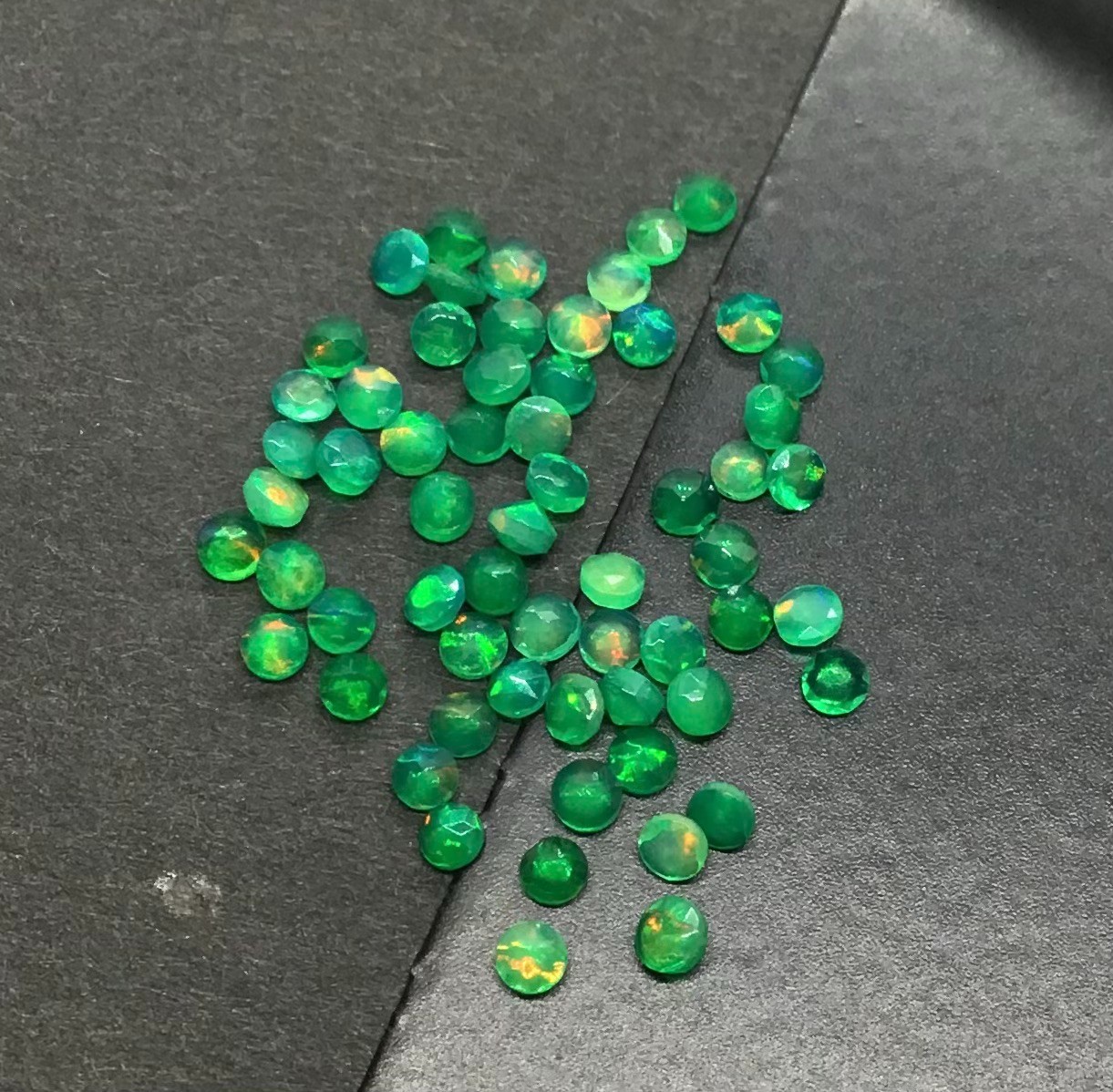 AAA Natural Ethiopian Green Fire Opal Round Cut Loose Gemstone For All Jewelry