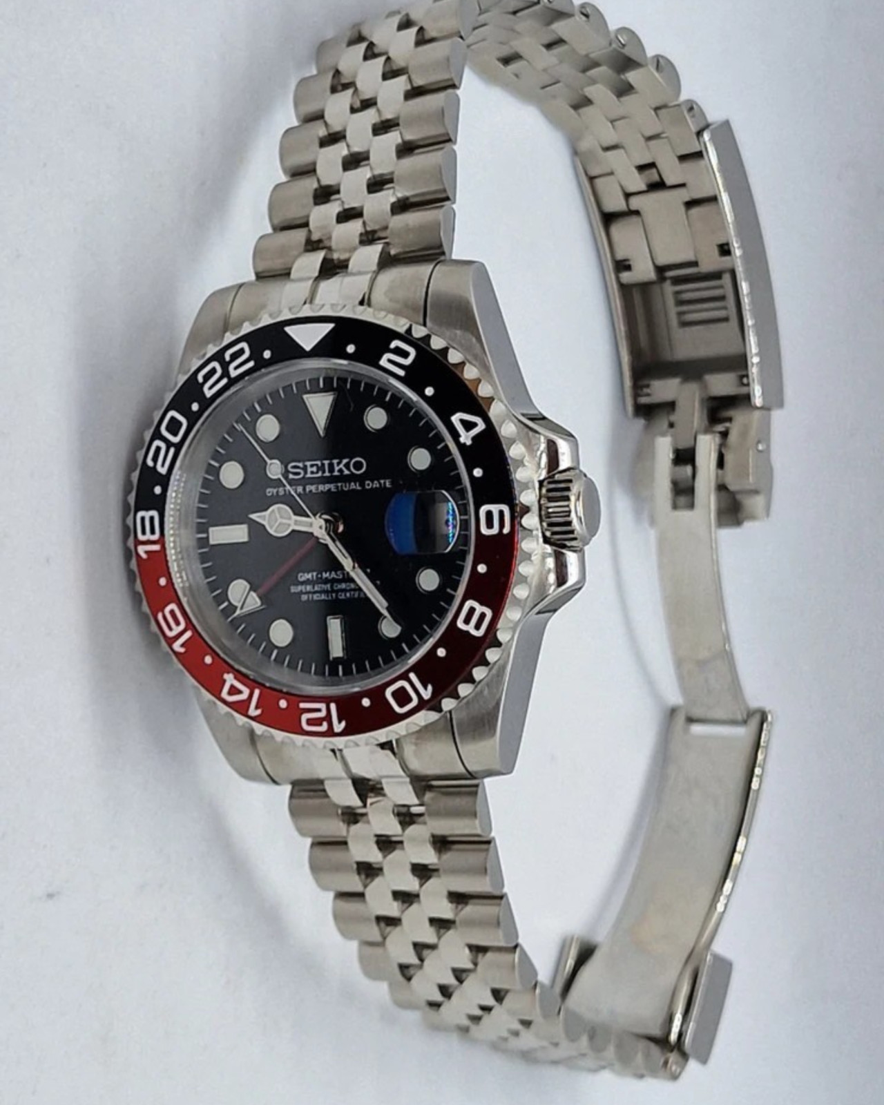 PrimeCrown Steel GMT Automatic | Red/Black 24h Bezel | NH34