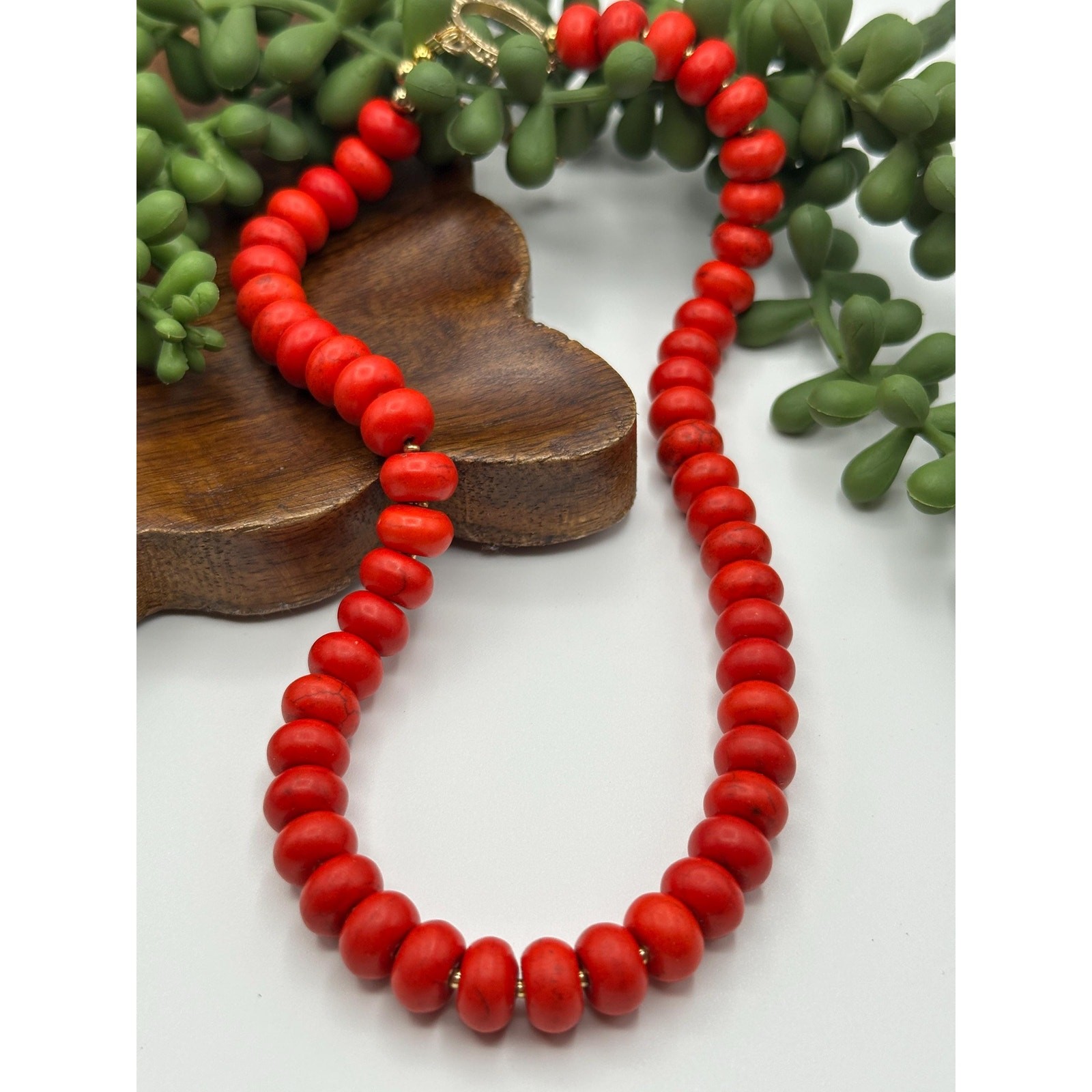 Red Howlite Beaded Necklace | Handmade Jewelry | One of a Kind