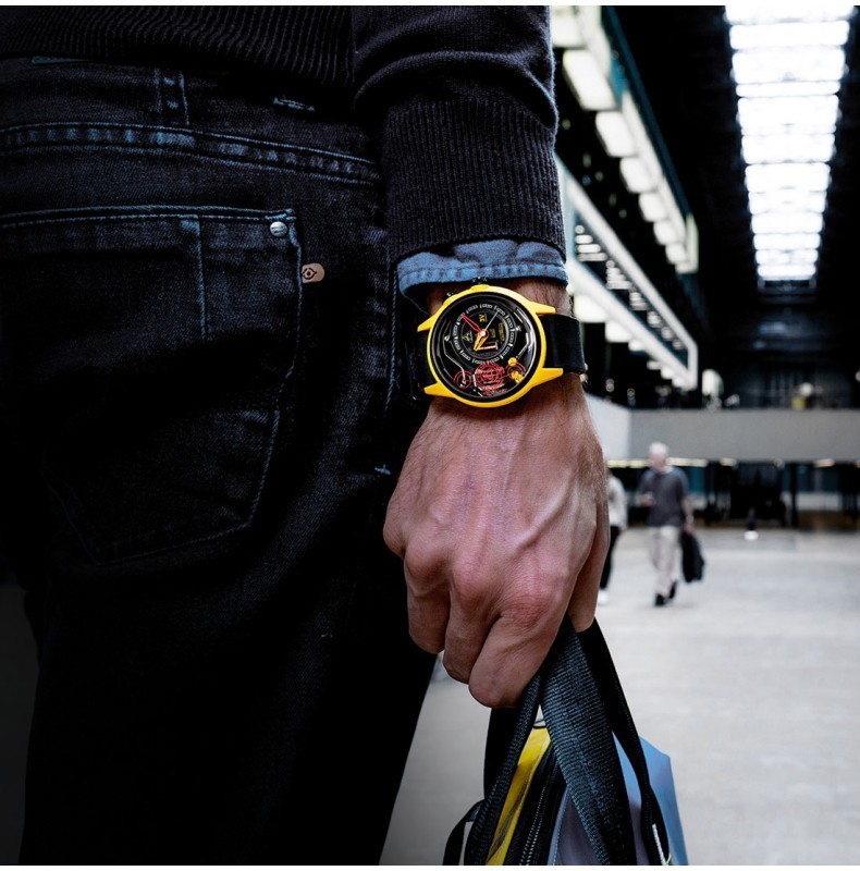 The ElectricianZ Ammeter Quartz Electric Steel Light Black Leather Watch