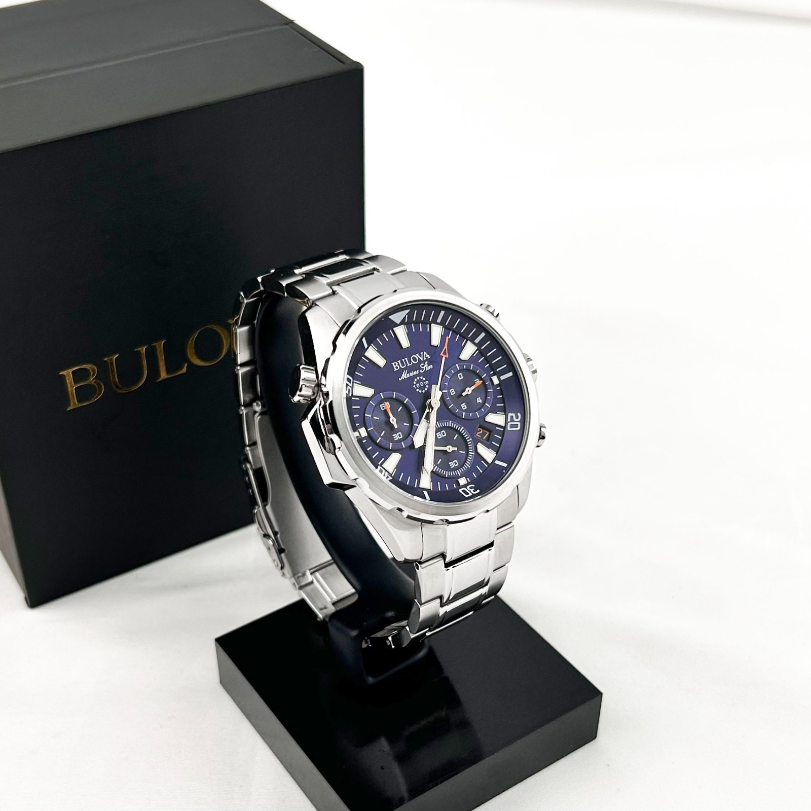 New Bulova Classic Blue Marine Star Stainless Steel 96B256 Men’s Watch (43MM)