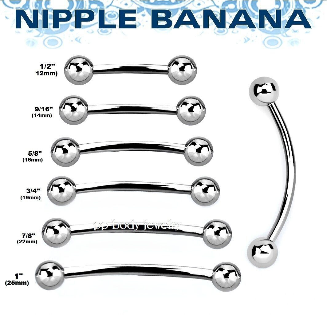 1PC. Surgical Steel Nipple Ring Curved Barbell and Tongue Snake-Eyes Piercings