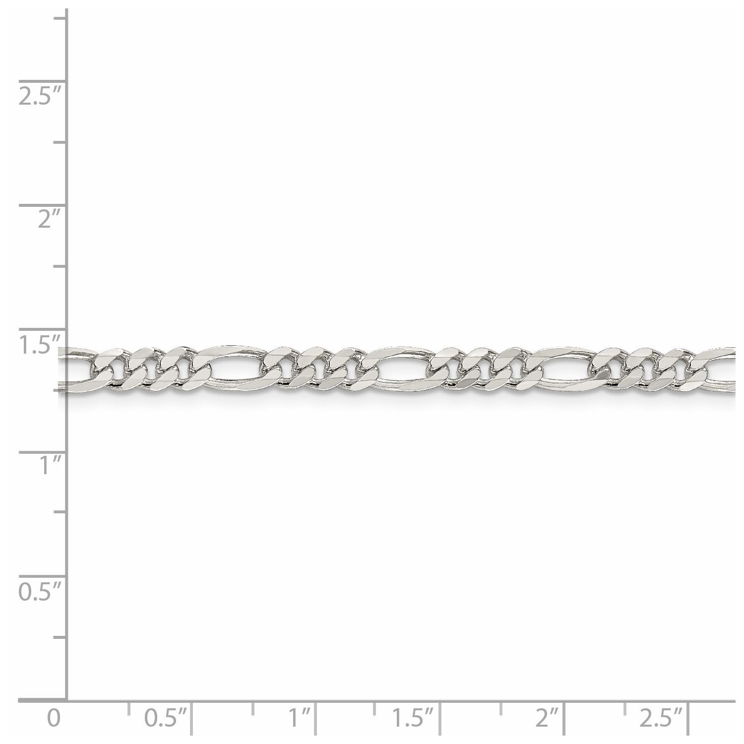 Sterling Silver 4.75mm Pave Flat Figaro Link Chain w/ Lobster Clasp 16″ – 30″