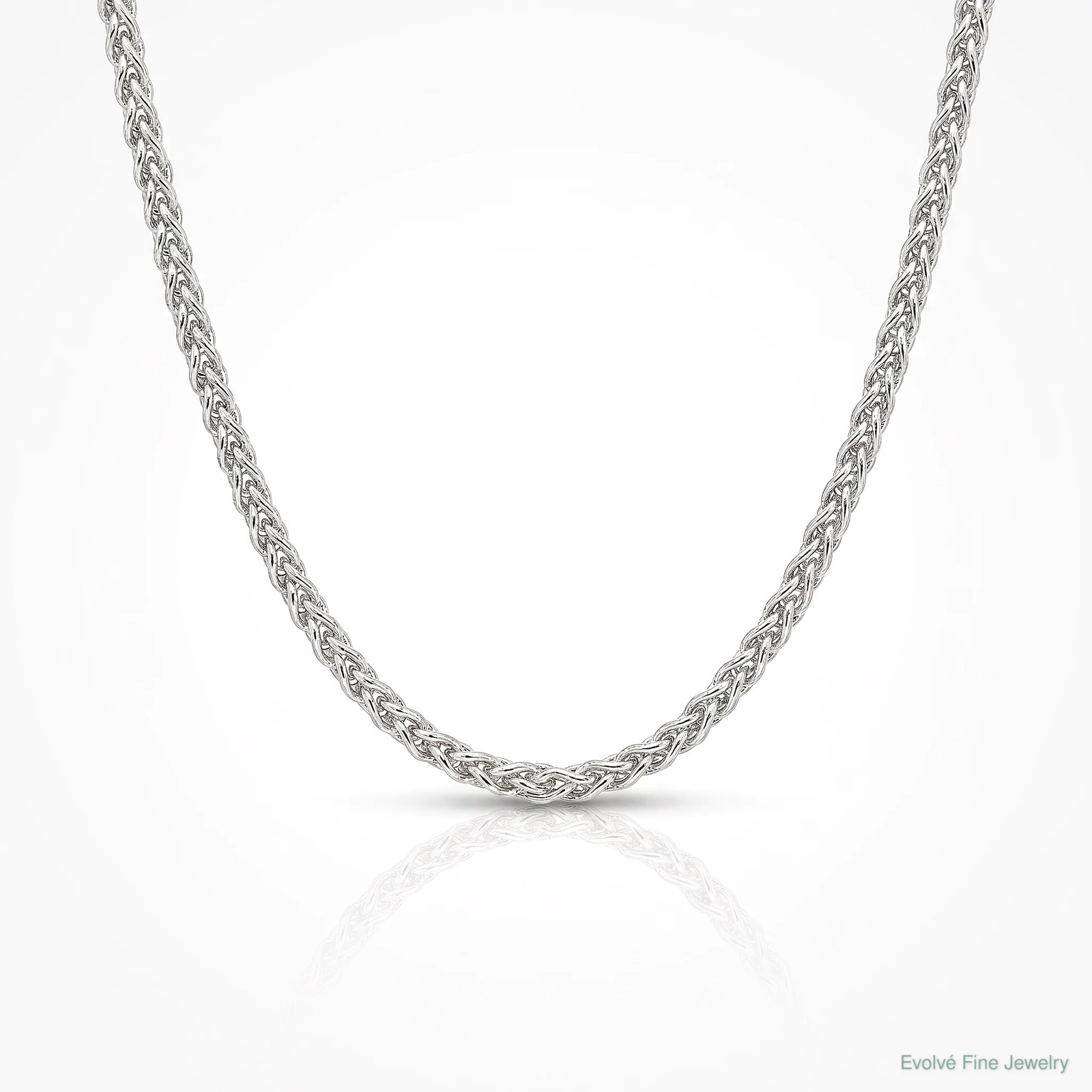 10K White Gold 1mm Spiga Chain Necklace 16″-24″