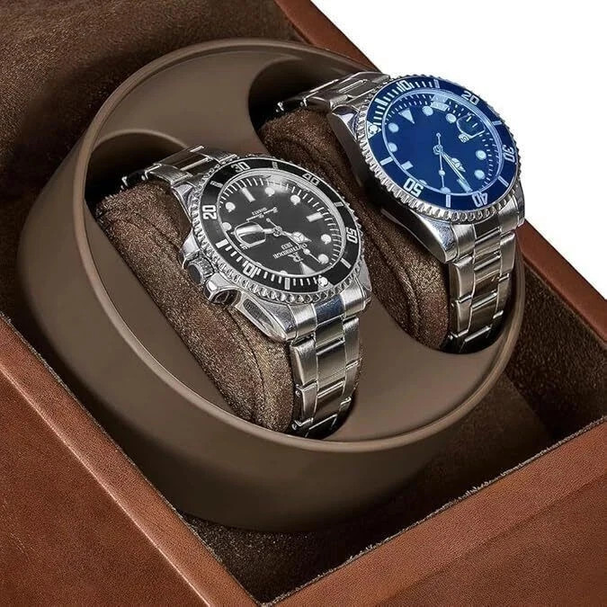 Automatic Rotation Double Watch Winder Box Leather Storage Display Case Gift I