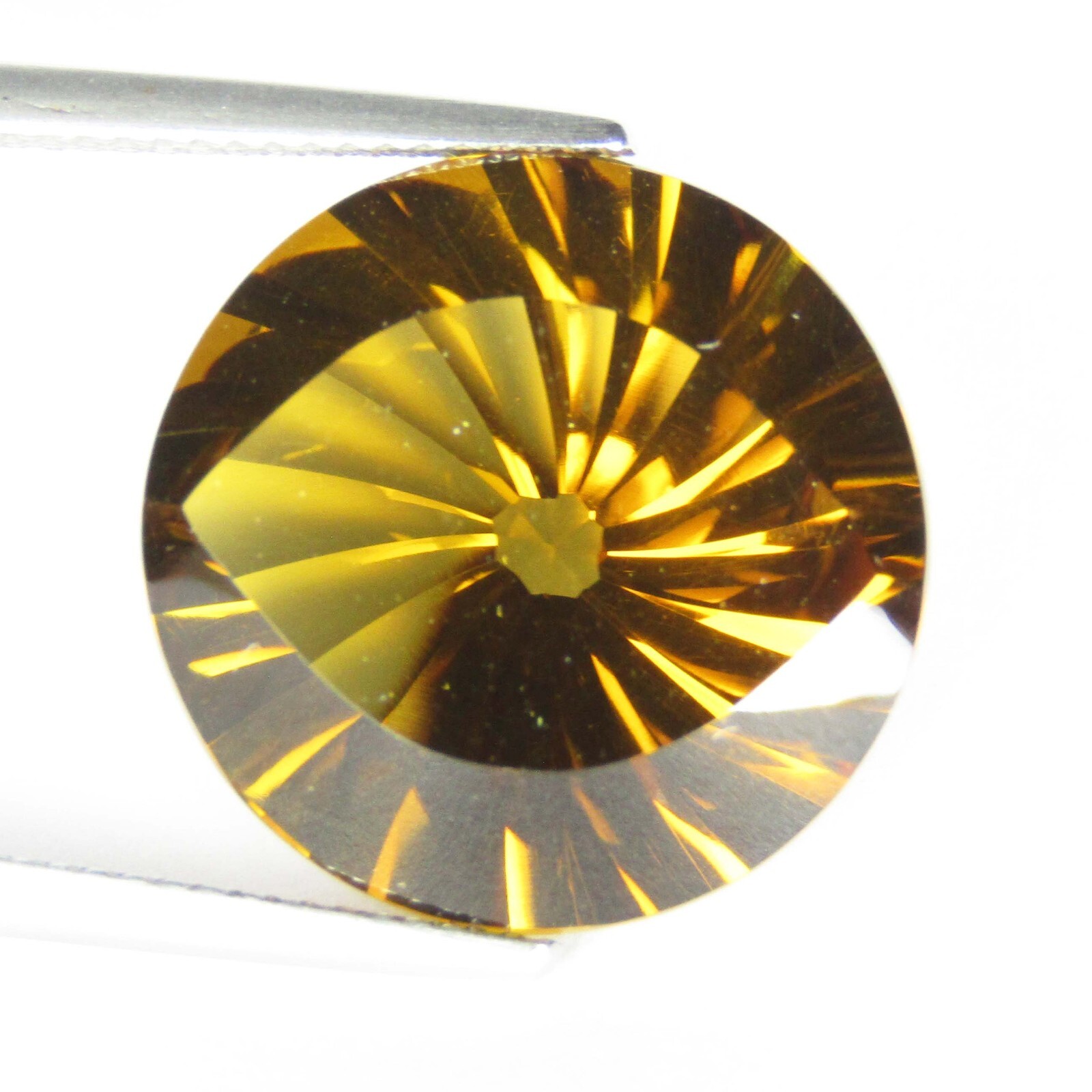 15.56Cts Delightful Natural Citrine Quartz 16mm Round Fancy Cut Loose Gemstone