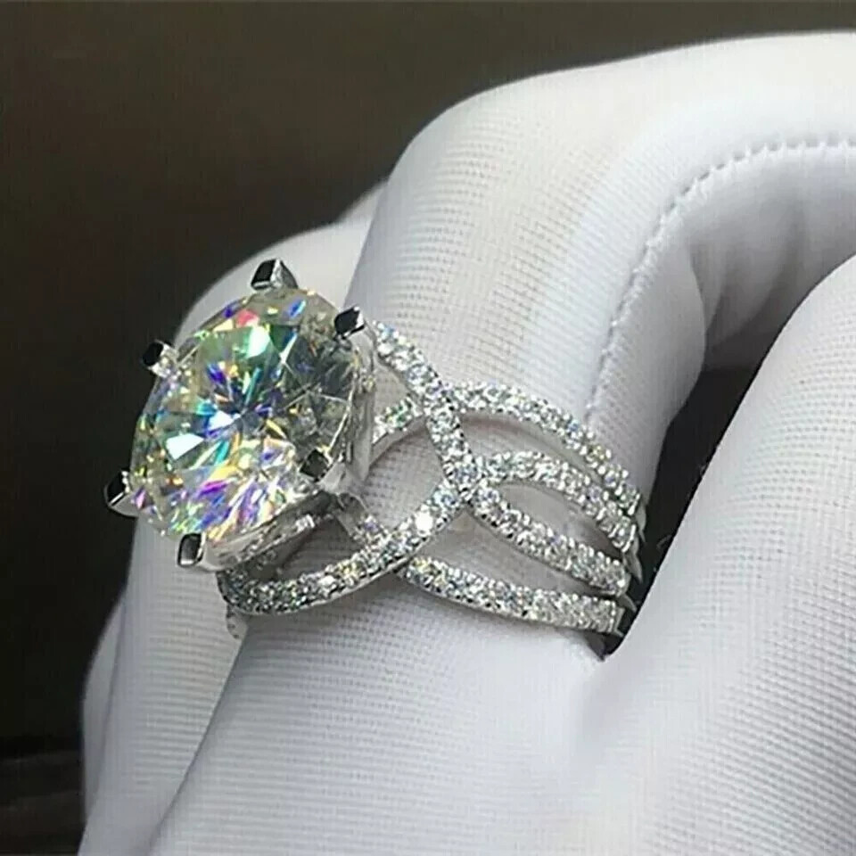3 Ct Round Lab-Created Diamond Solitaire Anniversary Ring 14K White Gold Plated