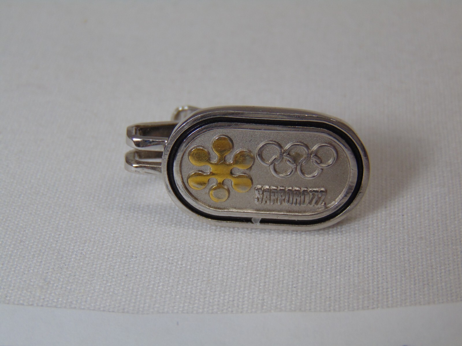 Vintage Tie Bar Clip 1972 Winter Olympics Sapporo Silver & Gold Tone