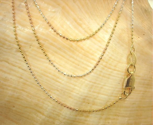0.9MM ITALIAN YELLOW/ROSE GOLD PLATED 925 STERLING SILVER DC BEAD CHAIN NECKLACE