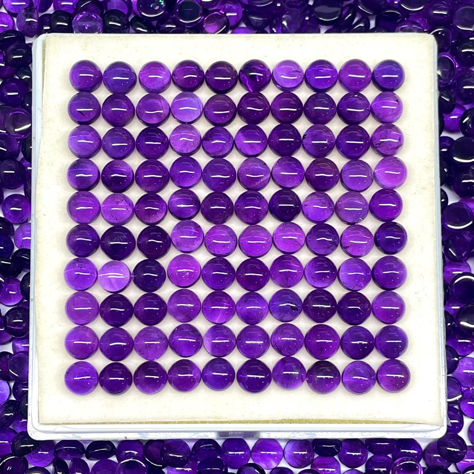 80 Pcs Natural Amethyst 7mm Round Cabochon Rich Purple Loose Gemstones Lot