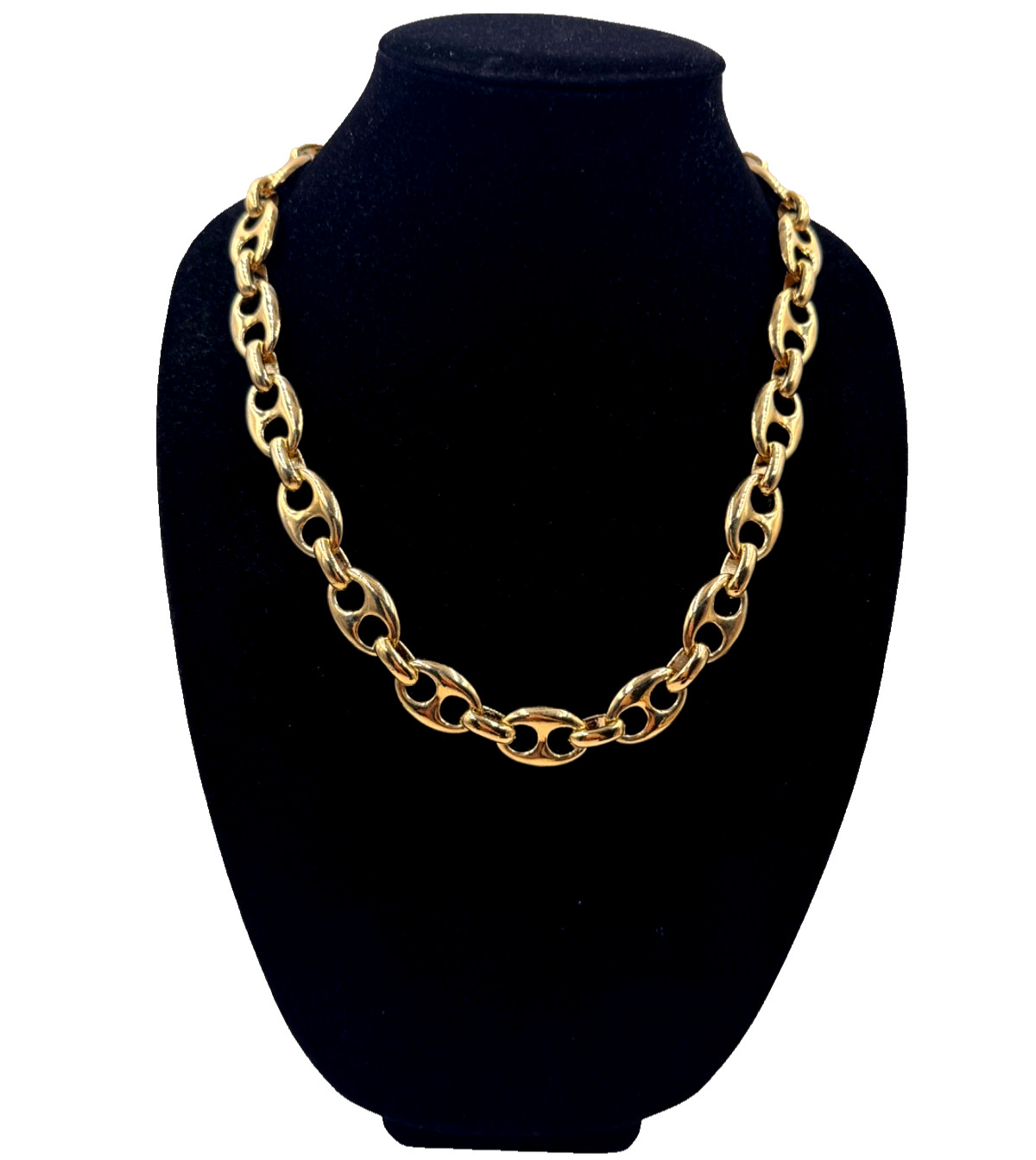 GUCCI CHAIN LINKS FABULOUS VINTAGE NECKLACE DECORATIVE TOGGLE CLASP RHINESTONES