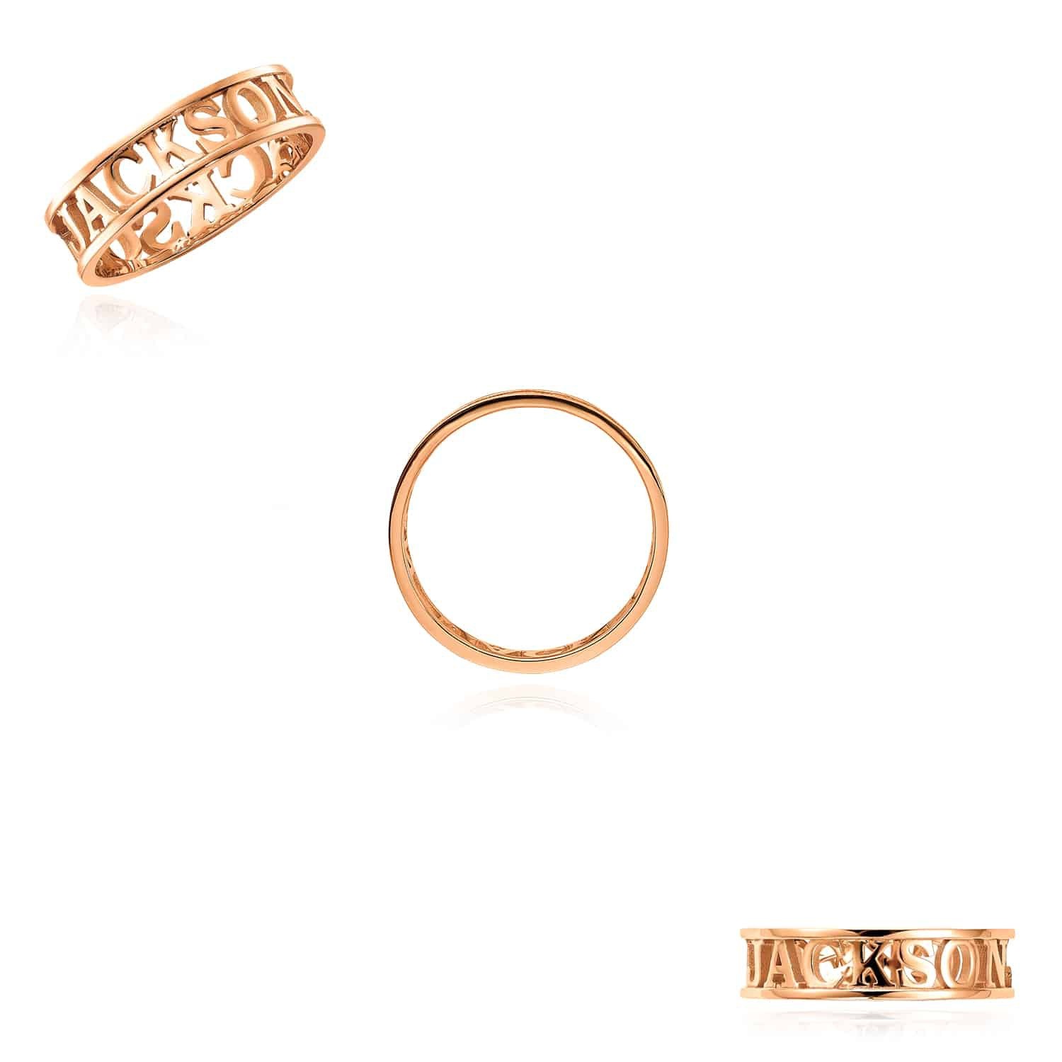 Personalized 14K Real Gold Yellow White Rose Custom Casted Name Ring