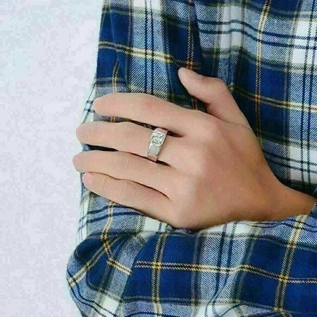 Men’s 1.60Ct Round Cut Real Moissanite Engagement Ring 14K White Gold Plated