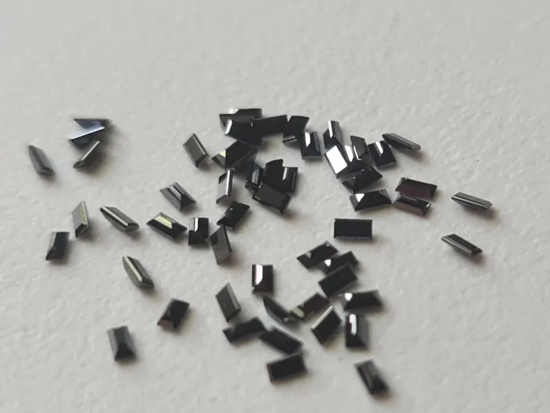 Conflict Free Black Baguette Diamond, 1x2mm Baguette Cut