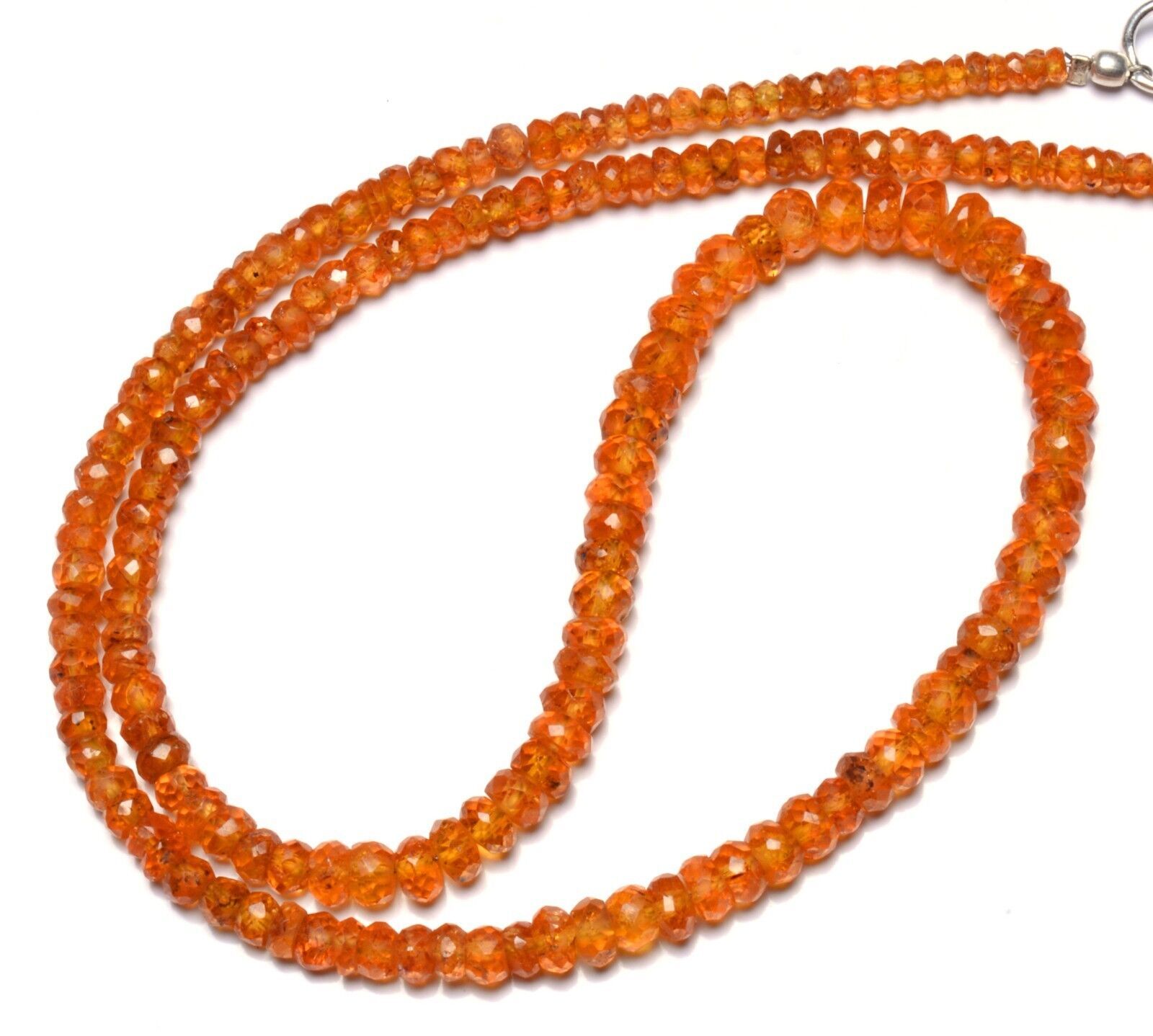 Natural Gem Orange Color Spessartine Garnet 3 to 5MM Faceted Beads Necklace 16″