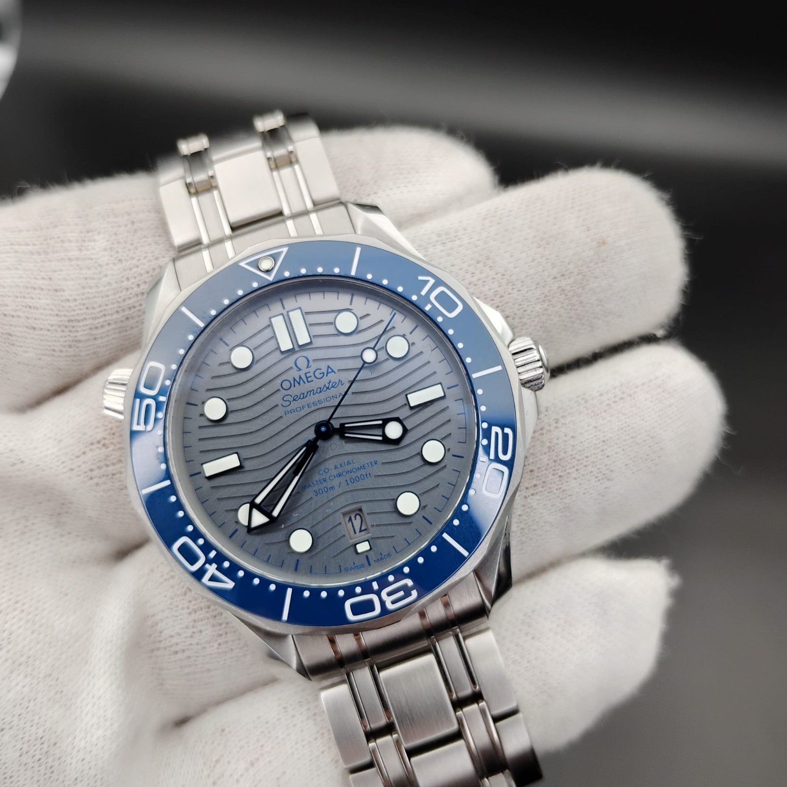 2024 OMEGA Seamaster Diver 300M Blue Gray Steel 42MM 210.32.42.20.06.001 FullSet
