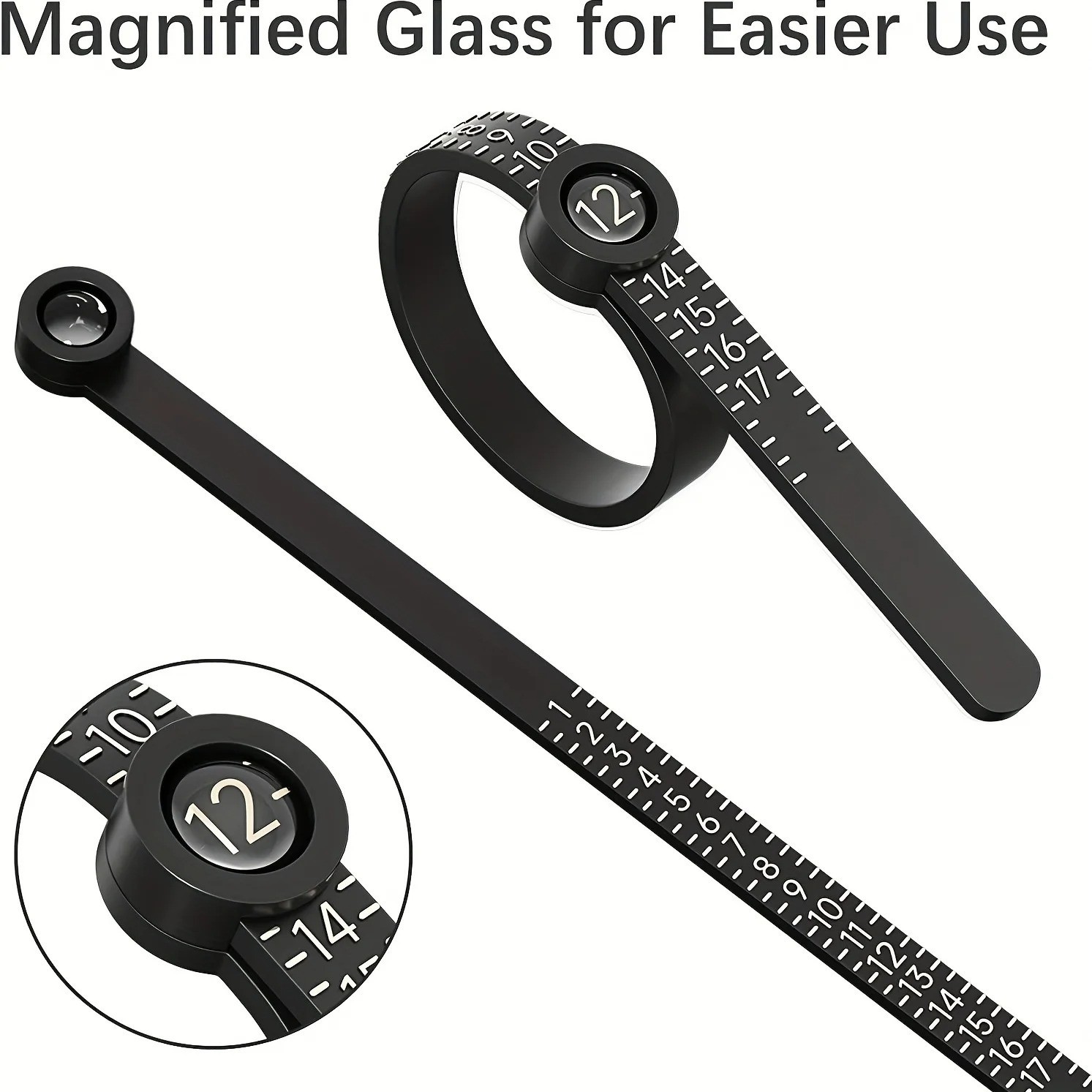 Ring Sizer Tool with Magnifier – UK Finger Size Measuring Ruler for Jew