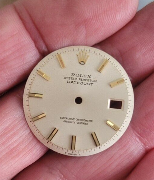 Rolex 100% genuine pie pan 36 mm non quick set 1601 dial silver rare markers!