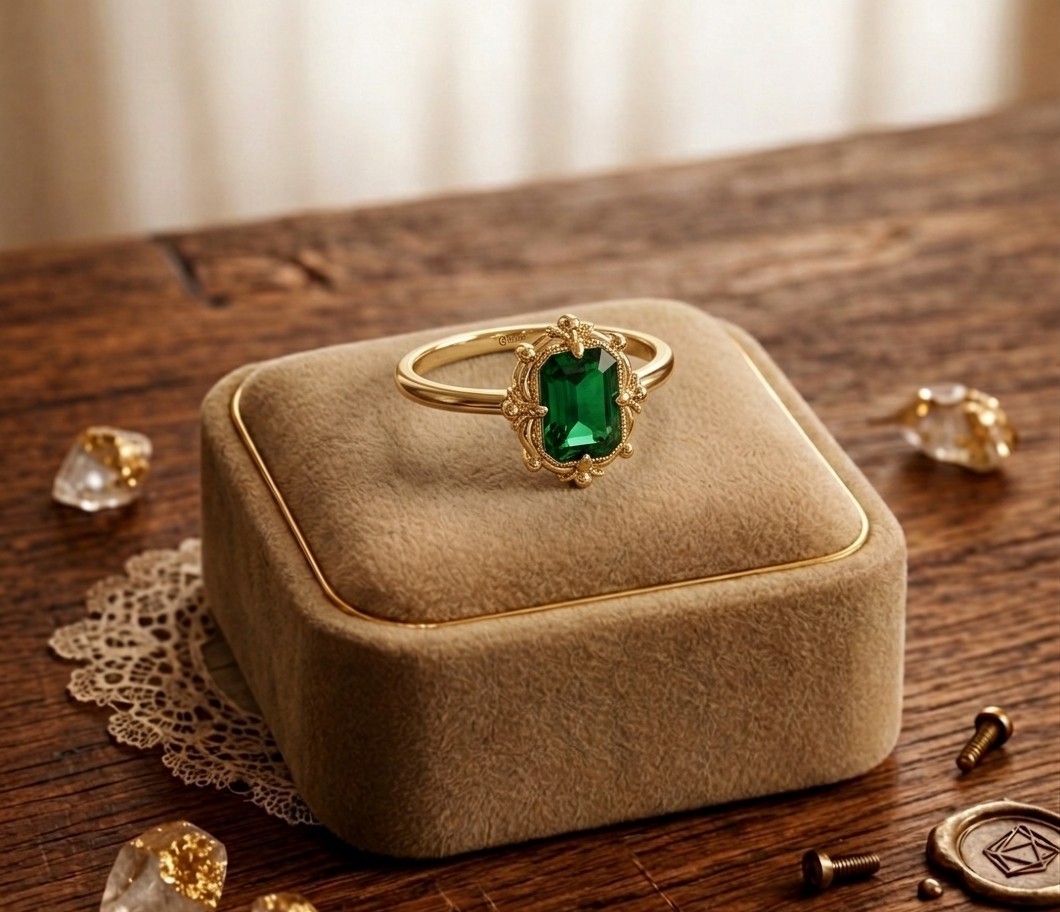 2.54 Ct Emerald Cut Natural Emerald Proposal Ring 14K Solid Yellow Gold