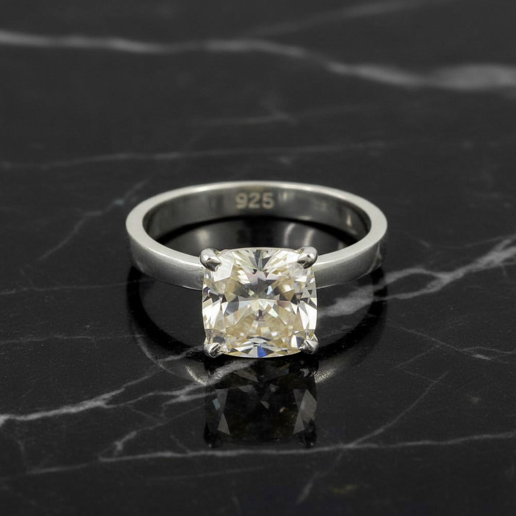 2.50 Ct Certified Cushion Cut Diamond Ring-Amazing Luster, FREE DIAMOND STUDS