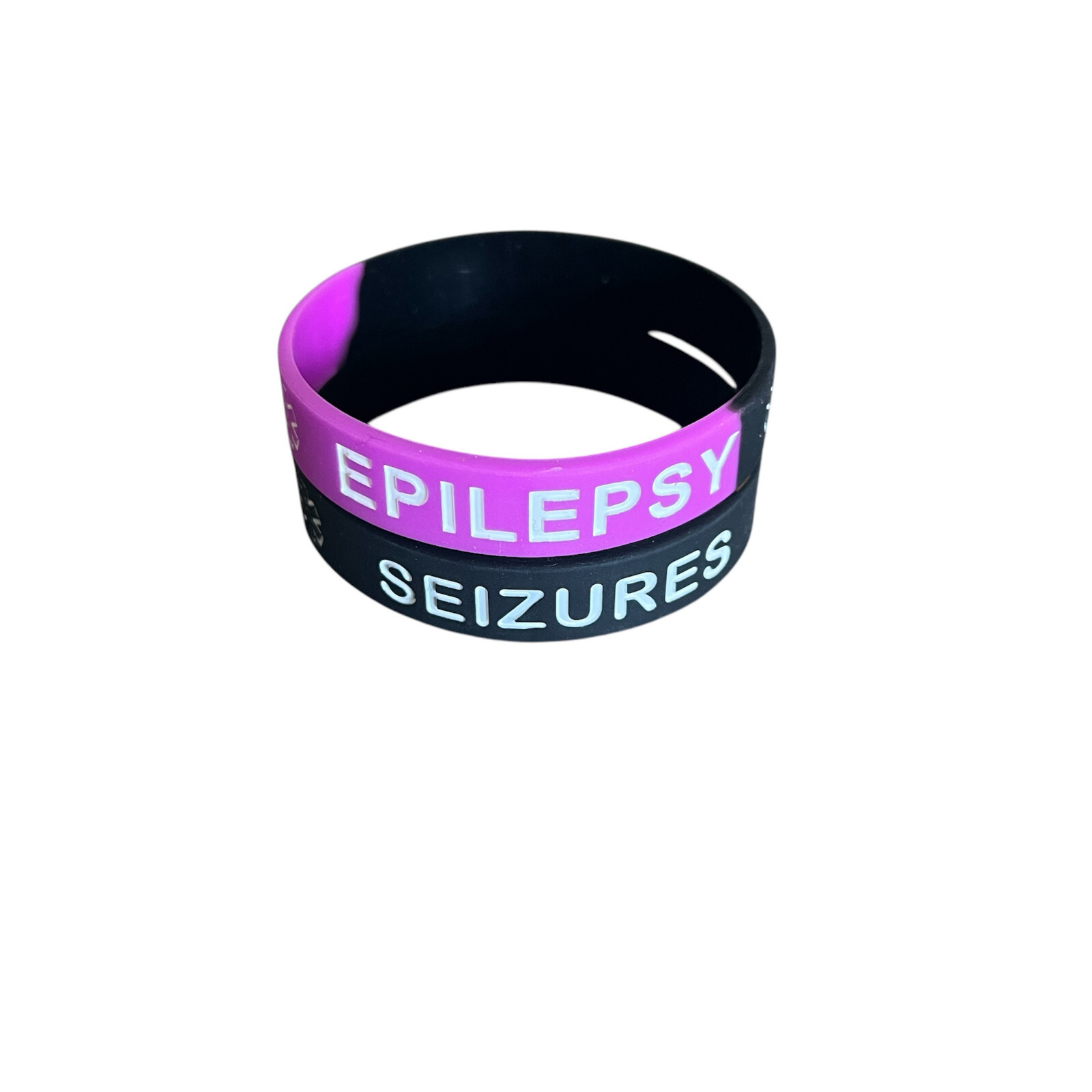 Kid Youth XS Adult Epilepsy & Seizures Silicone Bracelet 2 Piece Set – 3 Colors!
