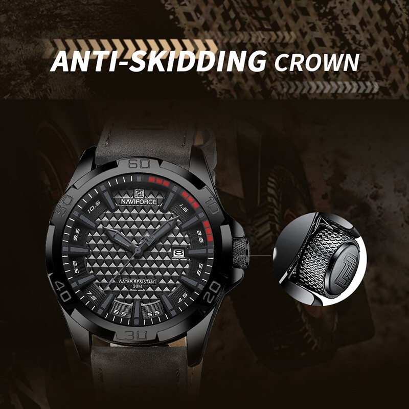 Top Brand NAVIFORCE Men’s Quartz Wrist Watch Sports Shockproof Waterproof Leathe