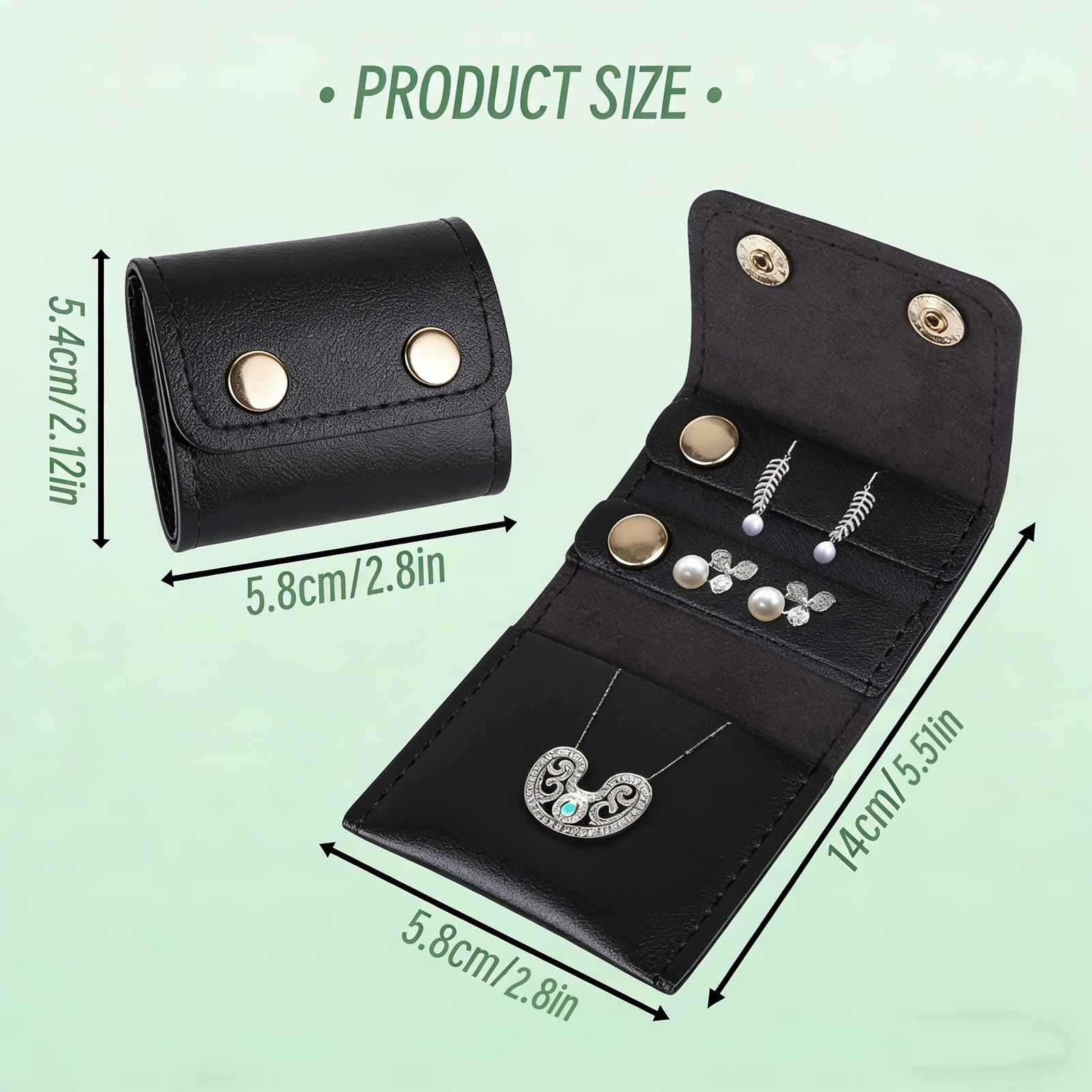 Portable Travel Jewelry Roll Bag with Buckle, Foldable Organizer Case for Rin…