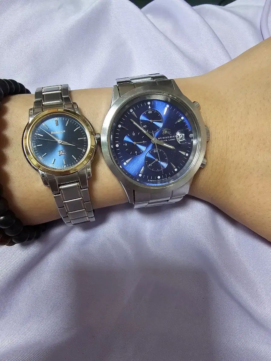 Burberry Watch 2 Piece Set Blue Dial Denim Version Metal Watch