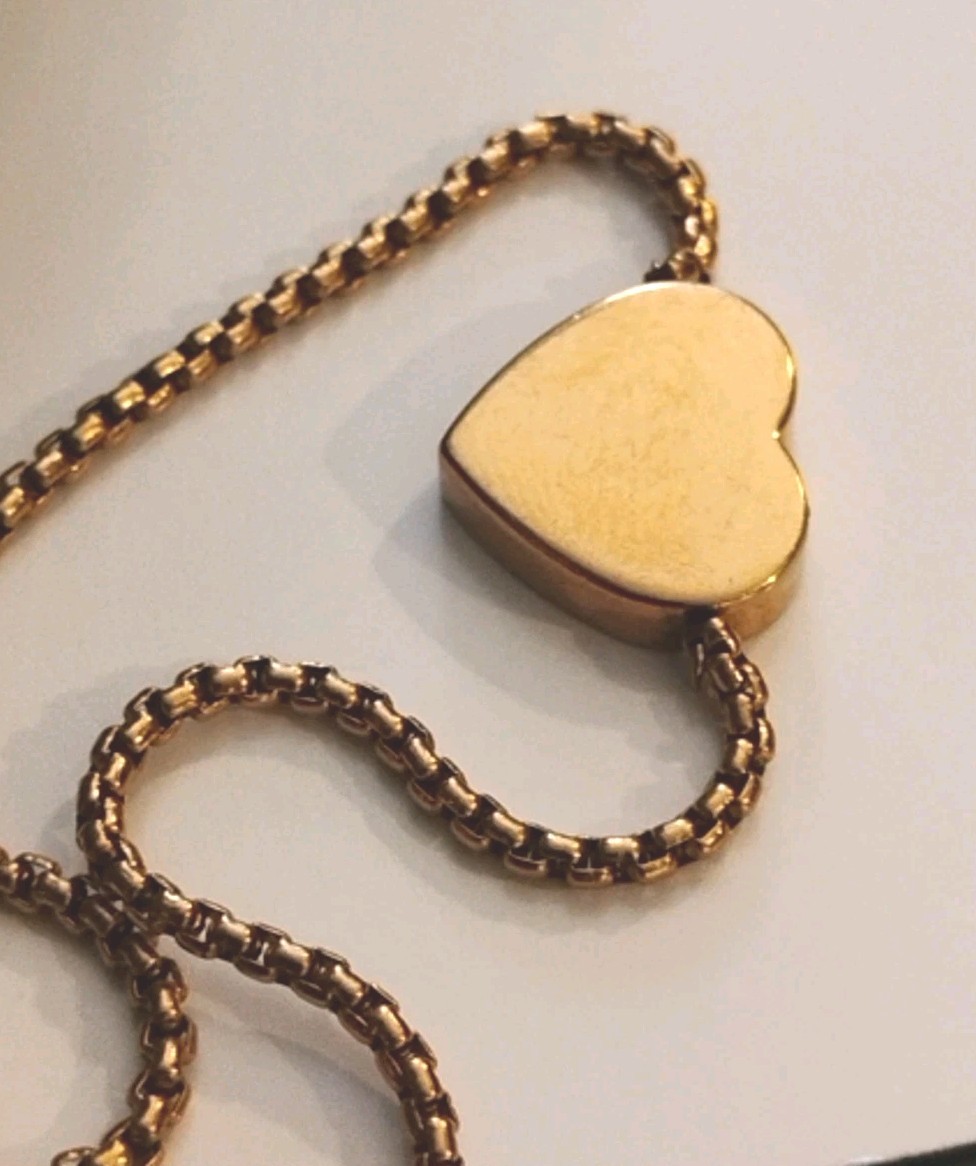 MICHAEL KORS Warm Golden Tone Pave HEART Signed Adjustable Slider Bracelet!