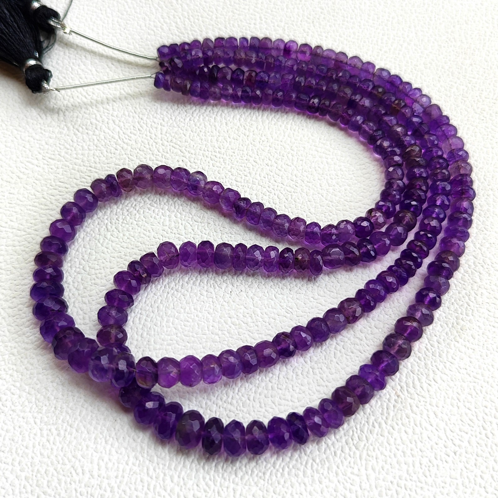 5-8mm Brazil Amethyst Faceted Rondelle Beads 16″ Strand Natural Purple Gemstone