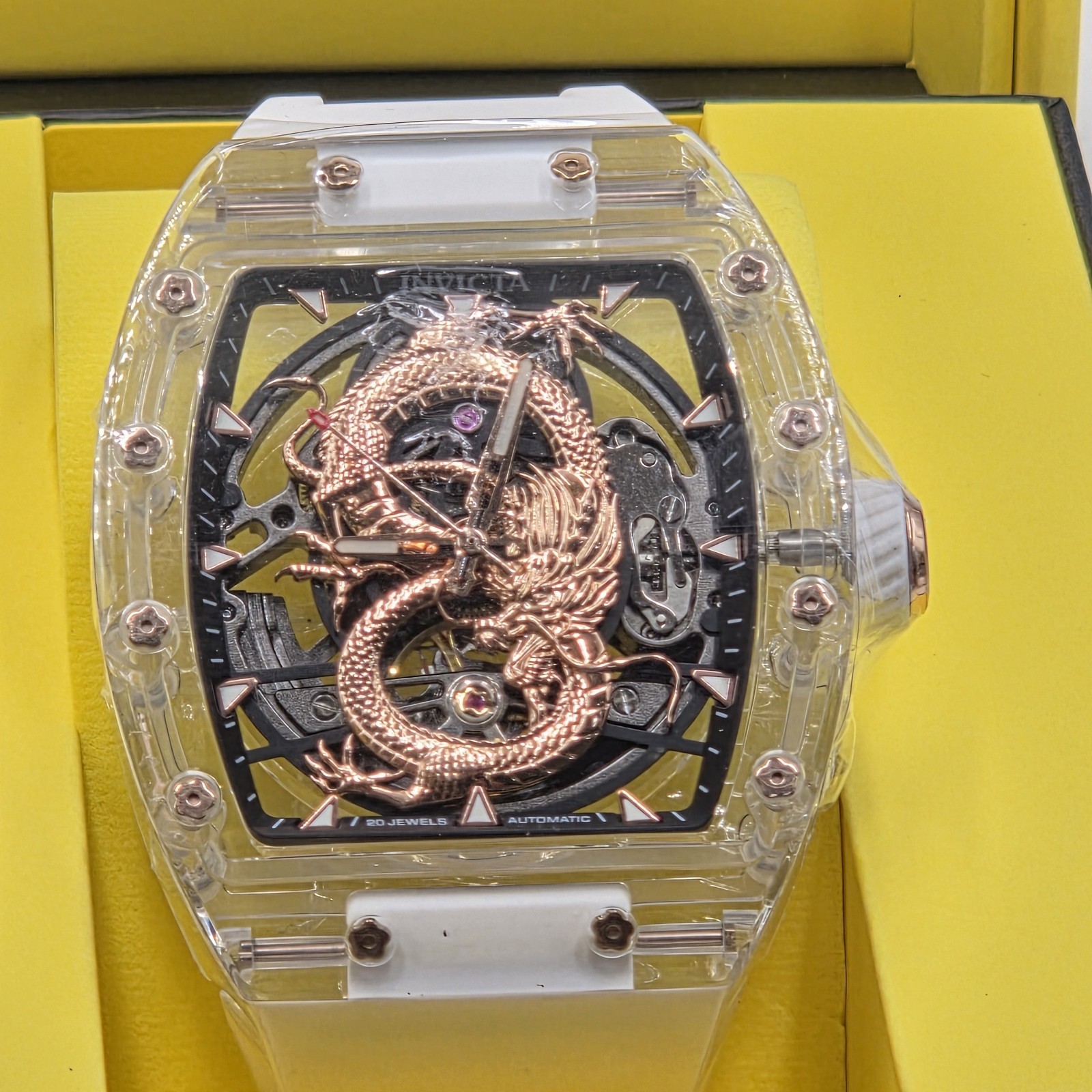 Invicta Artist Dragon Rose Gold k-9 crystal 42mm Automatic Watch 69500 New