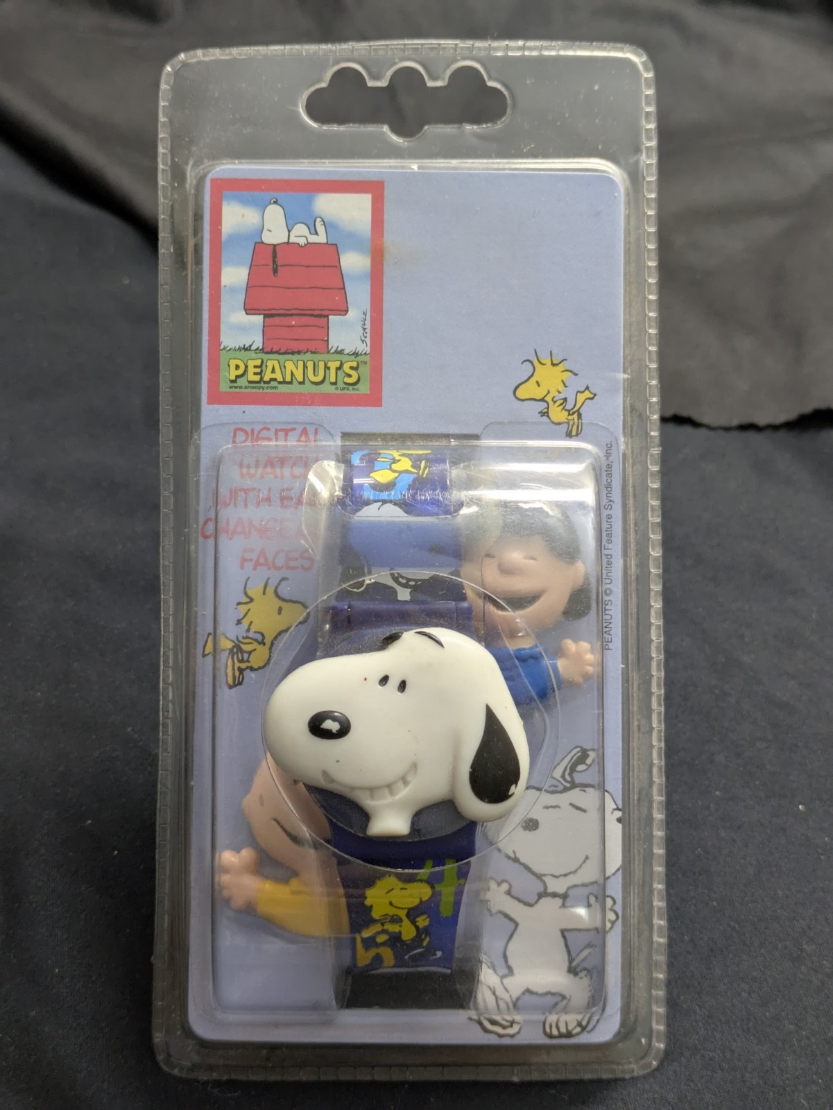 Vintage Peanuts Snoopy Digital Watch with Interchangeable Faces Blue EGC New