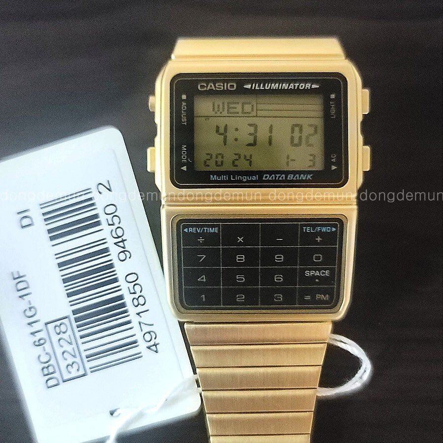CASIO DBC-611G-1DF Unisex Gold Databank Watch Stainless Steel Calculator New