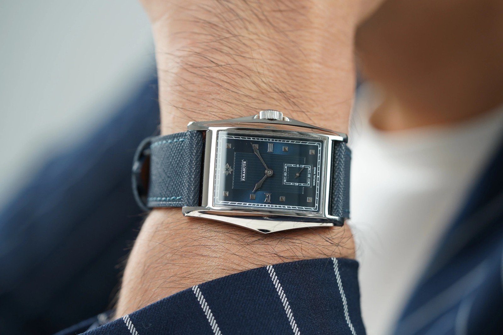 FARASUTE Men Mechanical Watch Rectangl Manual Winding Wristwatch Sapphire ST17