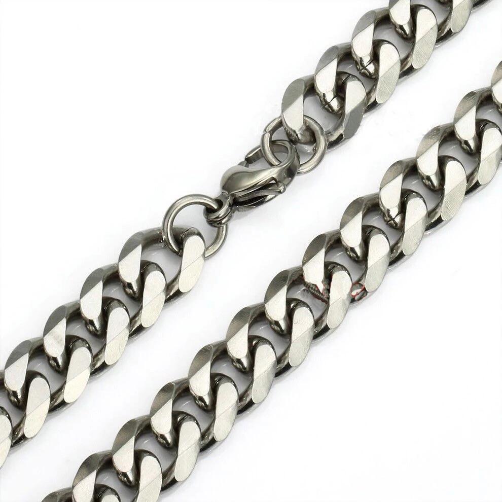 Women Men’s 15mm Real Stainless Steel Curb Cuban Link Chain Necklace 16-40inch