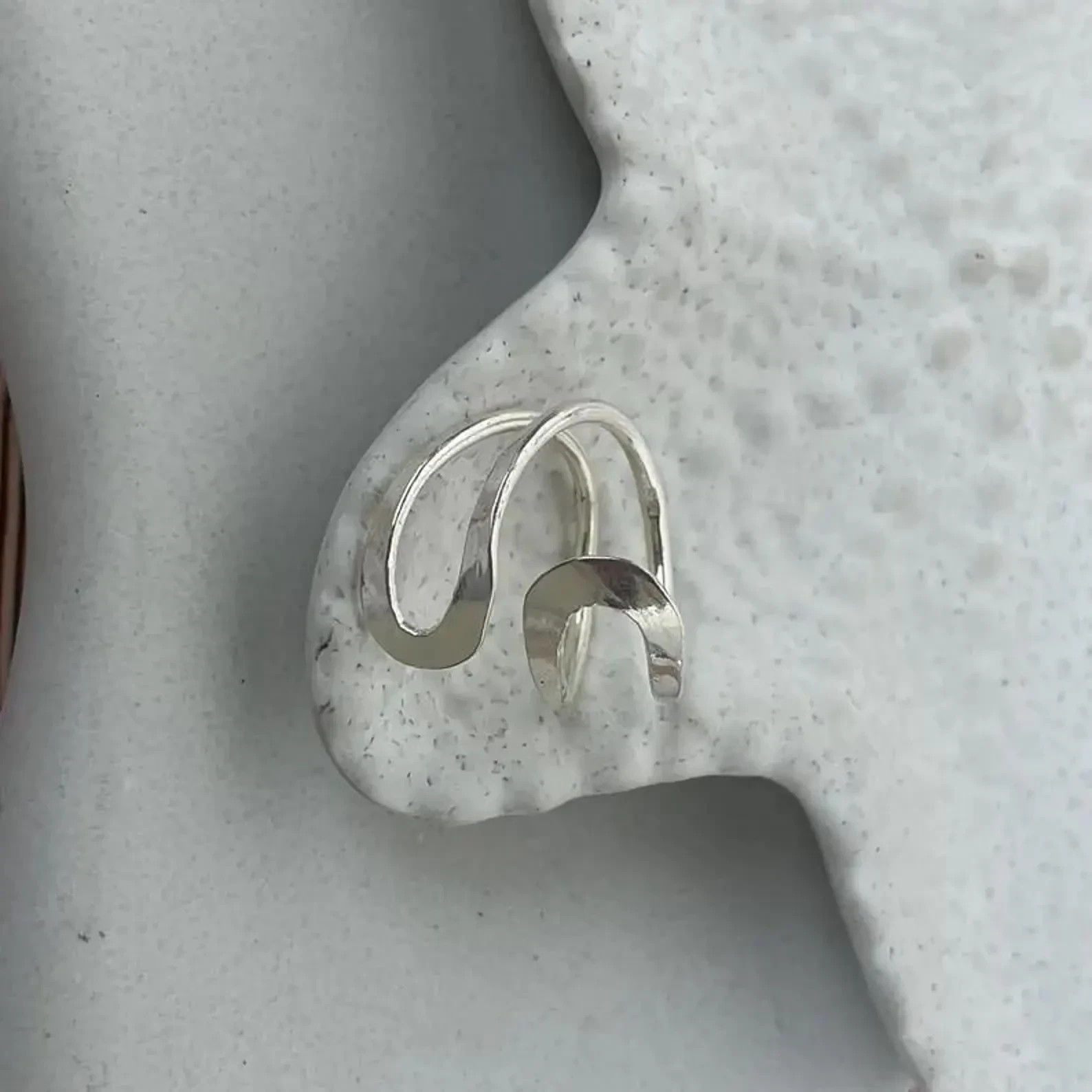Handmade Wavy Ring 925 Sterling Silver Ring – Adjustable Open Band gifts for her