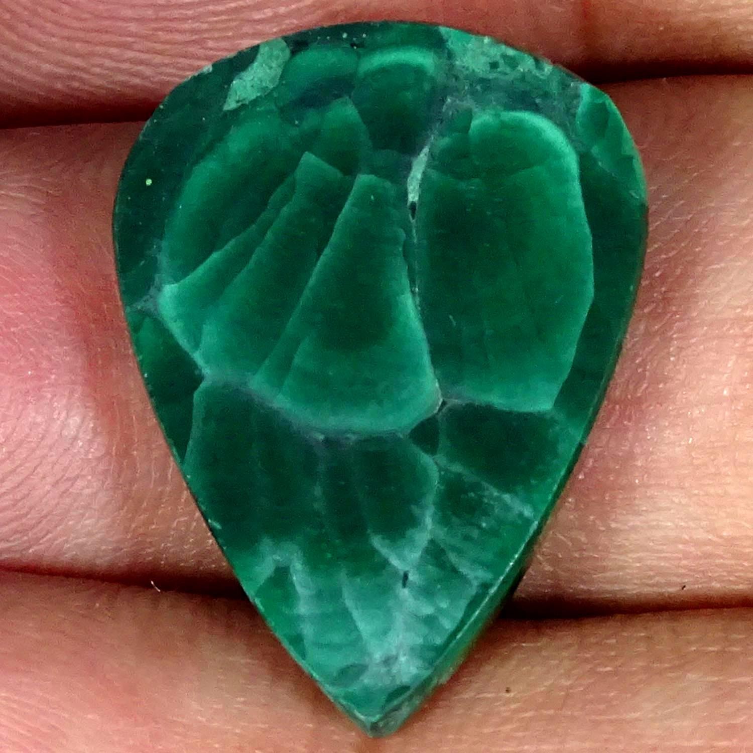 23.10Cts RARE Natural Malachite Pear Cabochon Gemstone 17X23X4MM