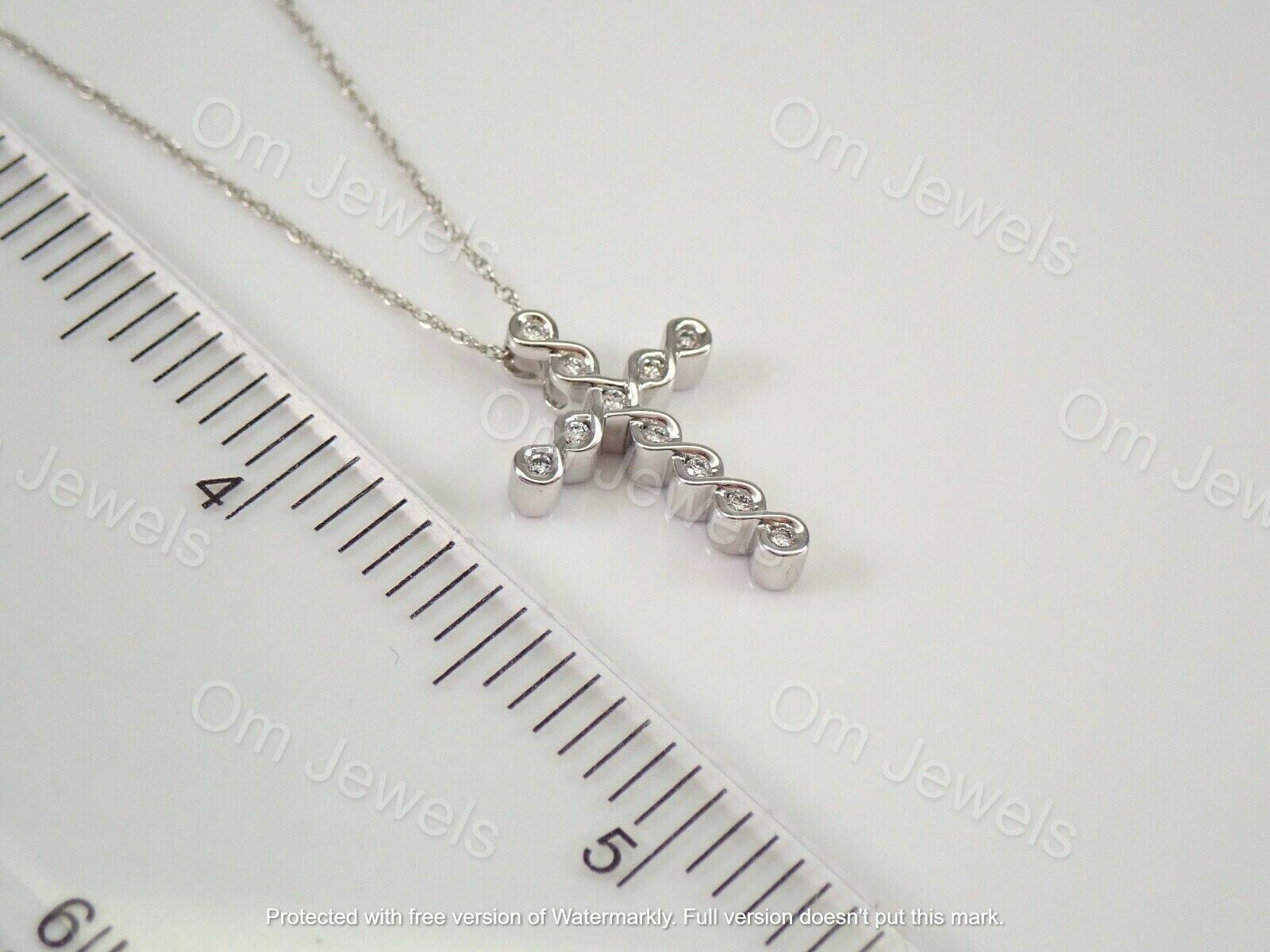 Delicate 2Ct Round Cut Diamond Cross Pendant 14K White Gold Over 18″ Free Chain