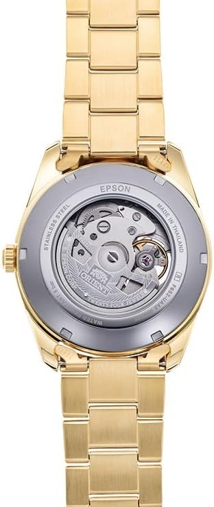 ORIENT RN-AR0007S Contemporary Automatic Semi Skeleton Full Gold Men Watch New