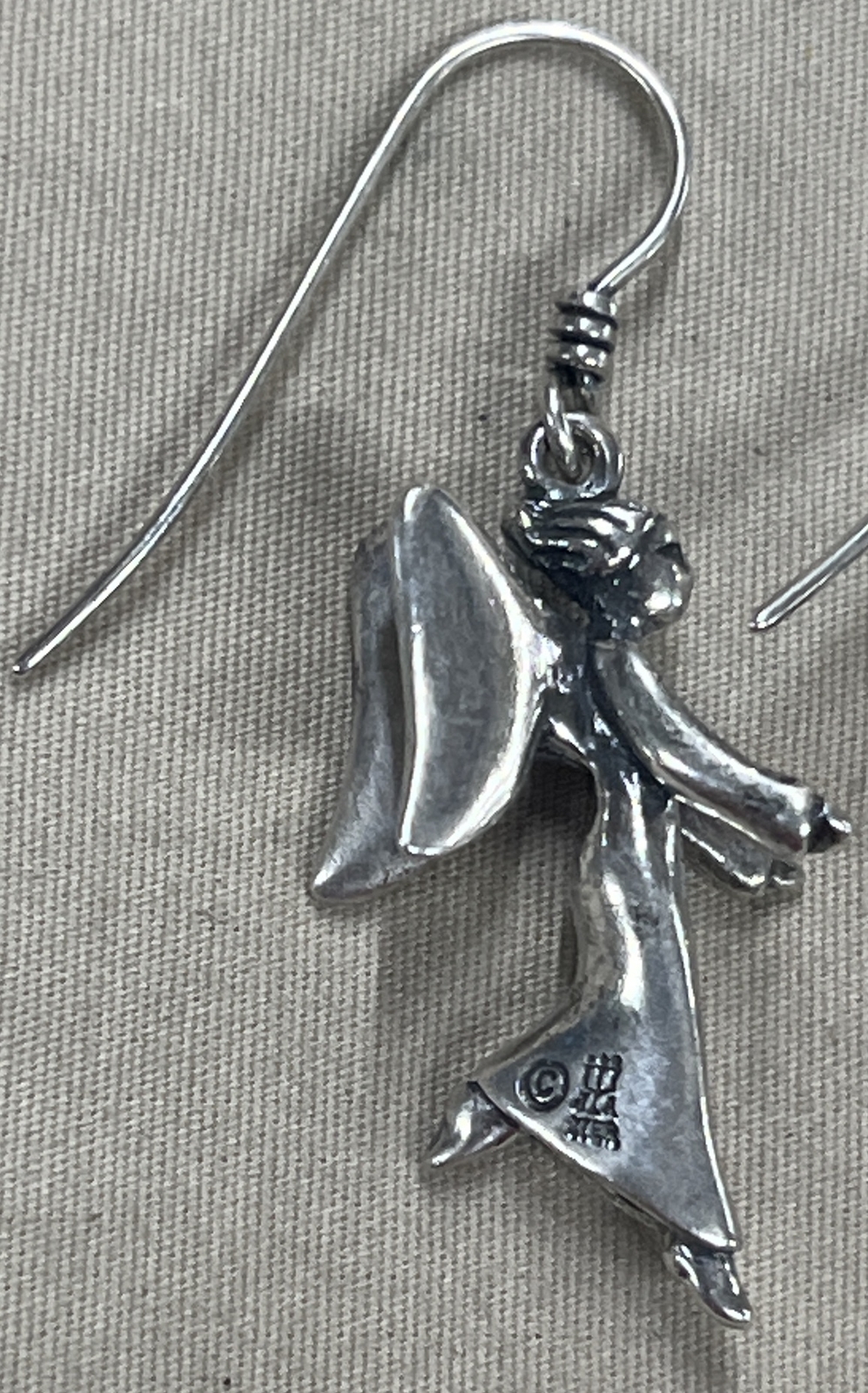 RETIRED James Avery Sterling Silver 925 3D Large Floating Angel Earrings