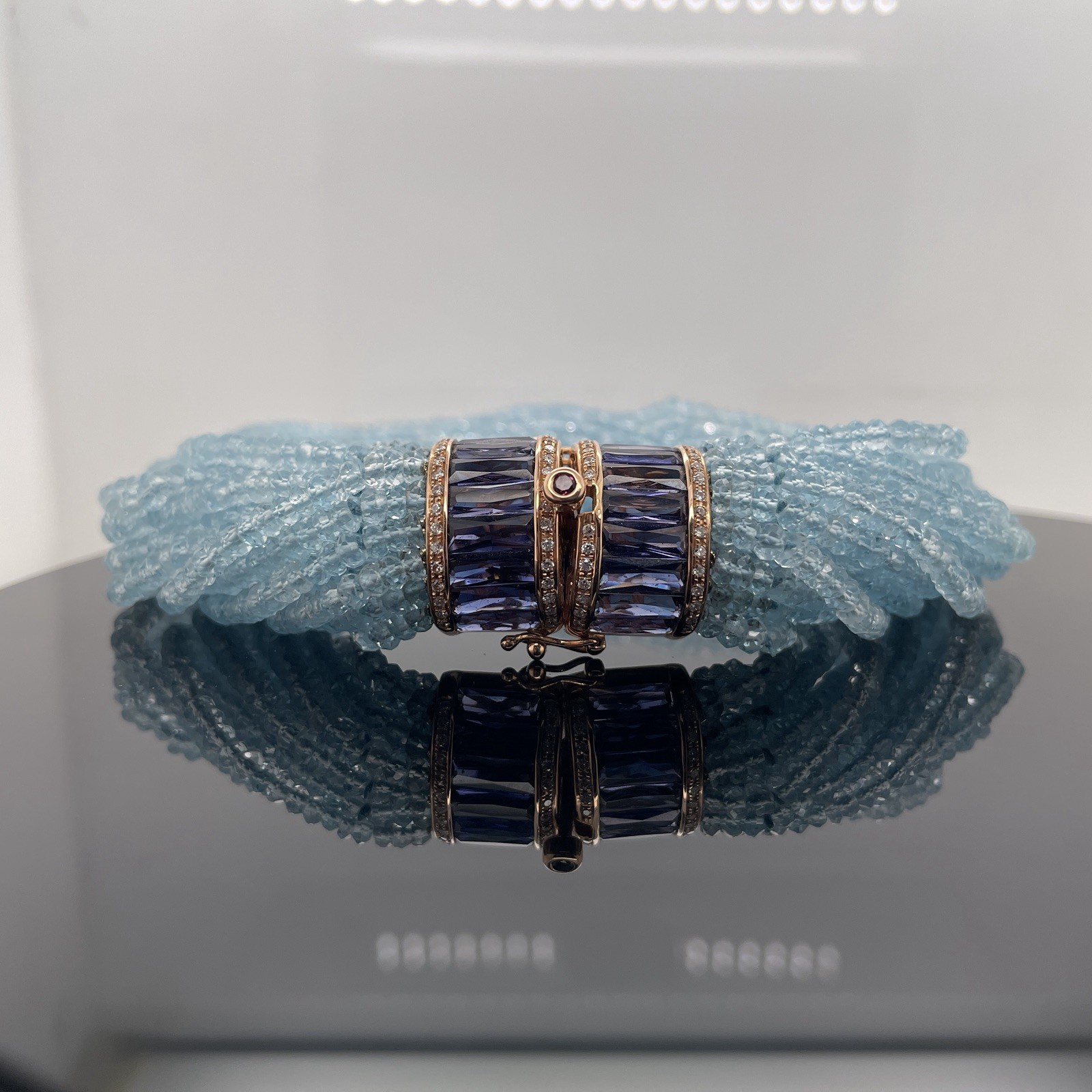 BELLARRI 18k Rose Gold 7.71Ctw Lolite & Diamonds Circle Of Love Bracelet $15390