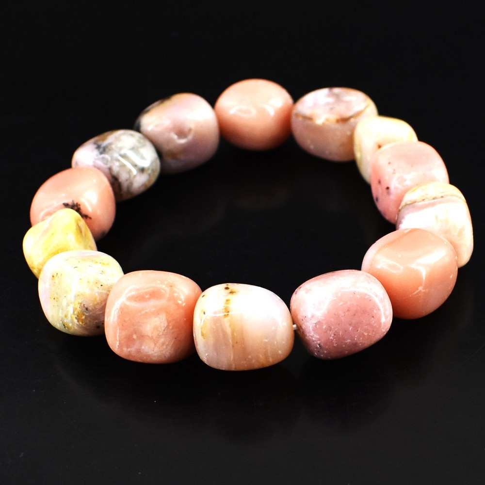 Dazzling Pink Australian Opal 248.00 Cts Stretchable Bracelet Beaded VK 45 AZ6