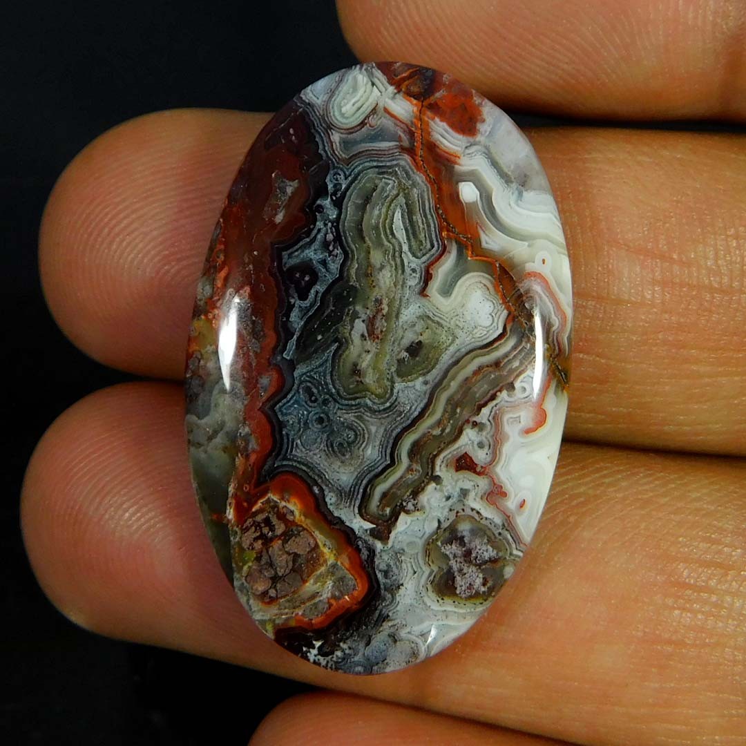 29.45Cts. Natural Unique Crazy Lace Agate Oval Cabochon Reiki Healing Gemstone