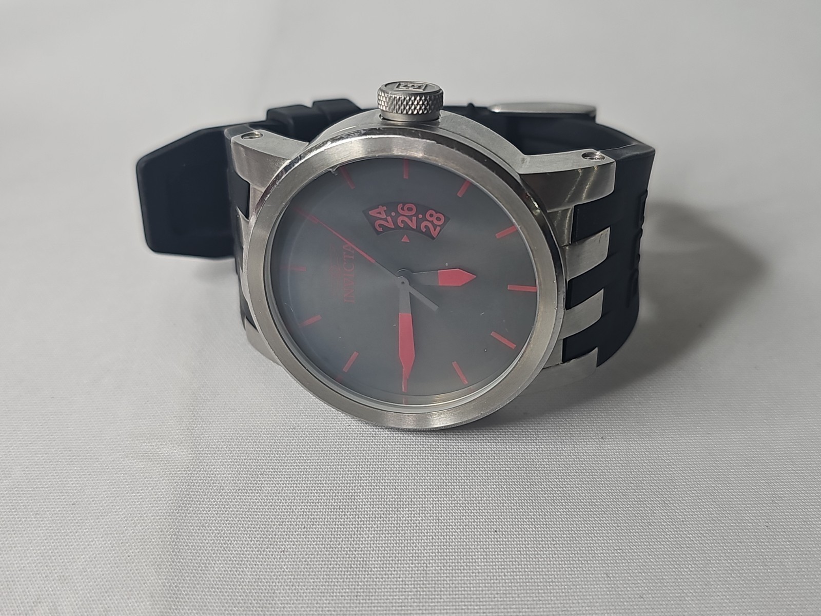 Mens Invicta 15mm DNA Urban Wrist Watch 10402 Red/Silver/Black Band