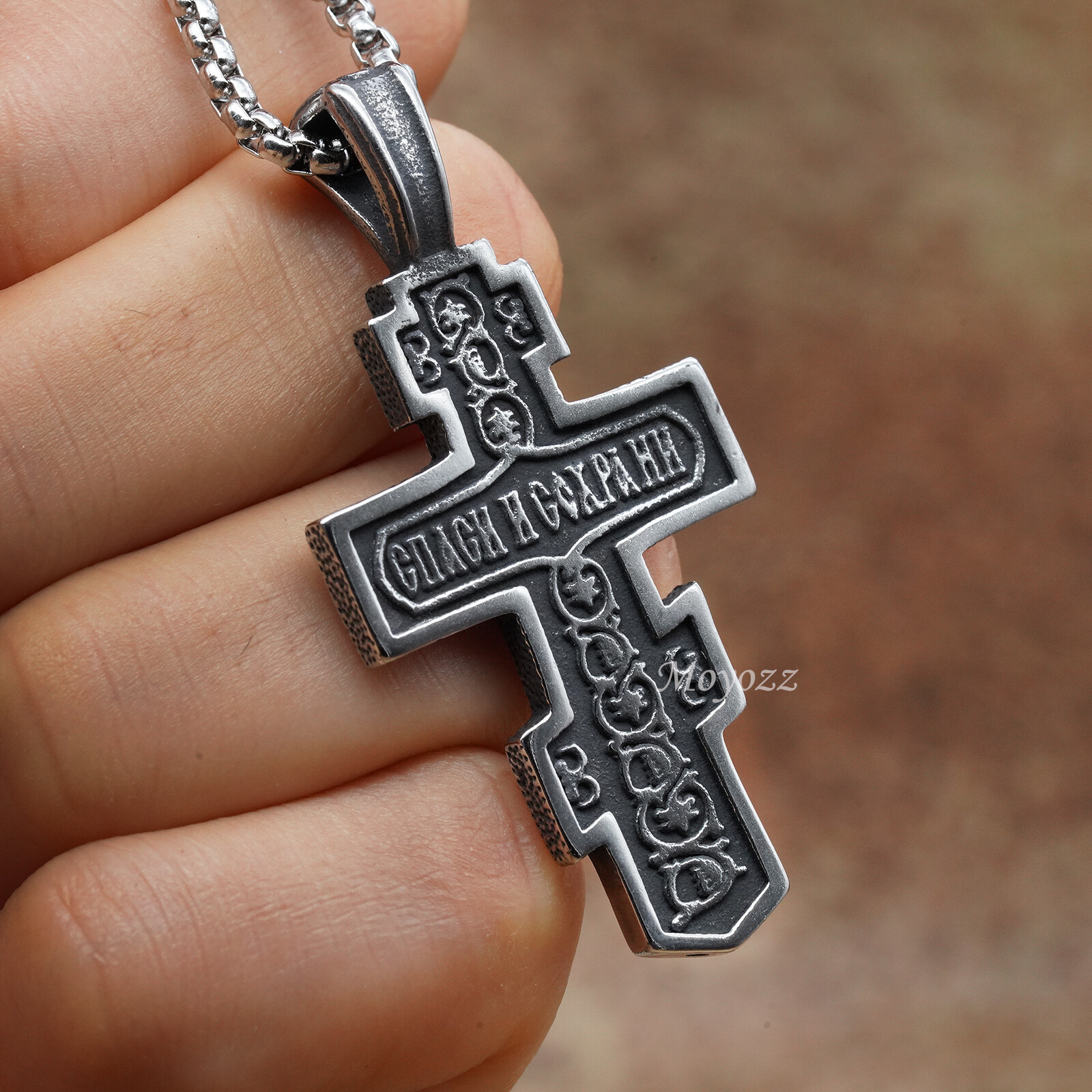 Mens Russian Orthodox Crucifix Cross Pendant Necklace Stainless Steel Men Gift