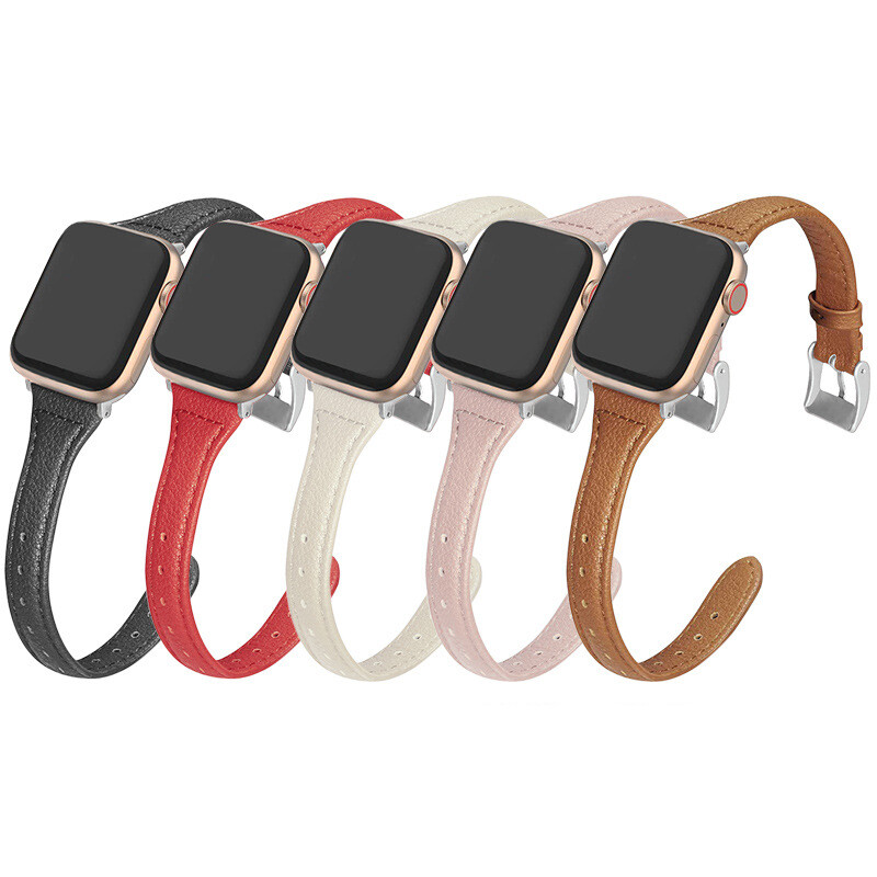 38/42/40/44mm Slim Leather Band Women Strap for Apple Watch Series8 7 6 5 4 3 SE