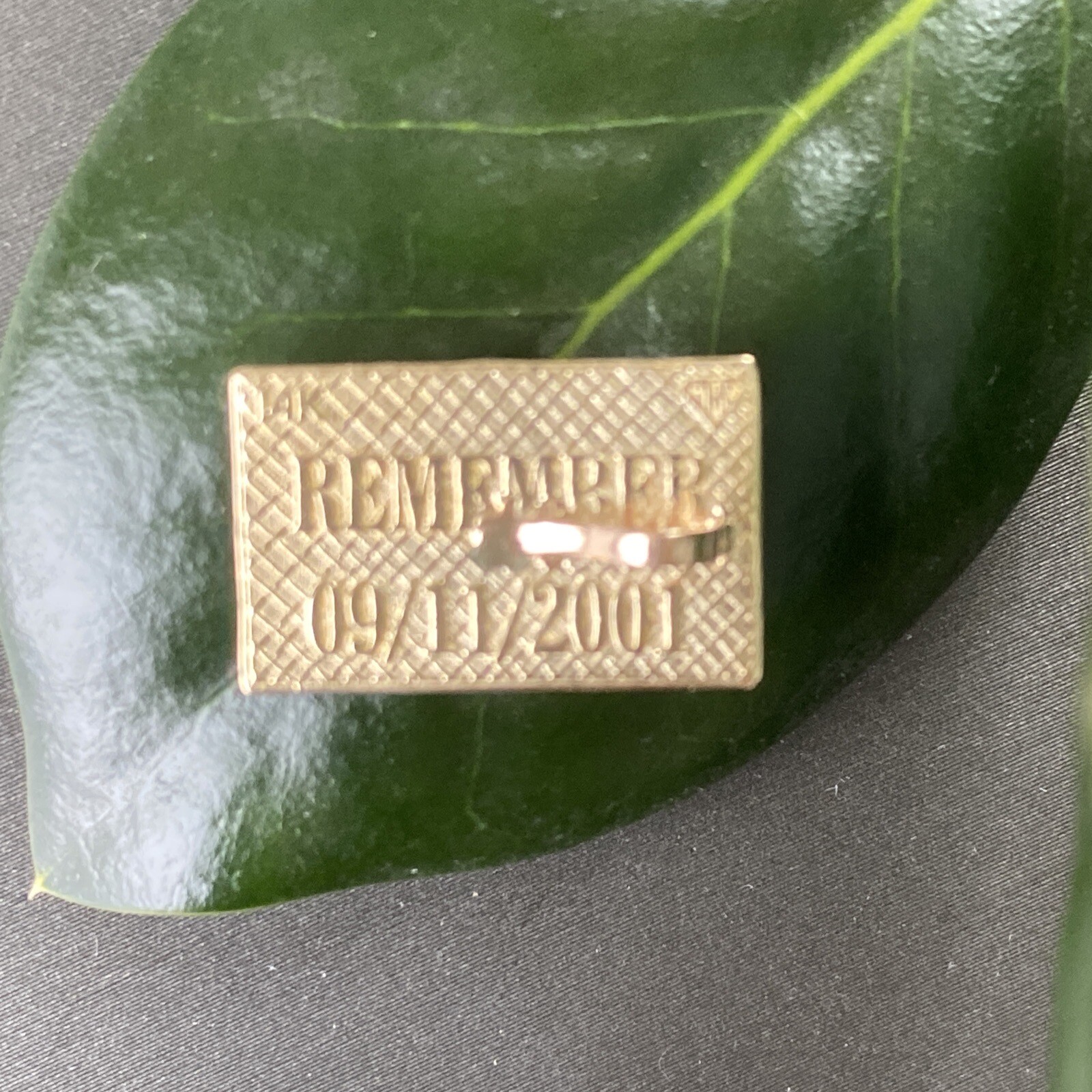 Vintage Diamond Pendant Remember 09/11/2001 B Initial 14K Yellow Gold USA Flag