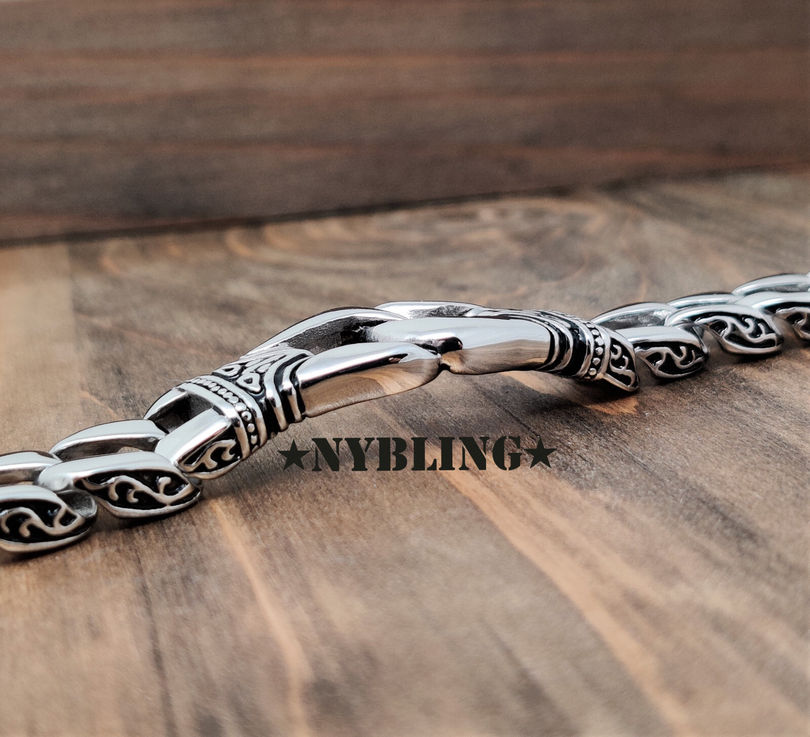 Mens Solid Stainless Steel Gothic Motorcycle Biker Chain Bracelet Wristband Gift