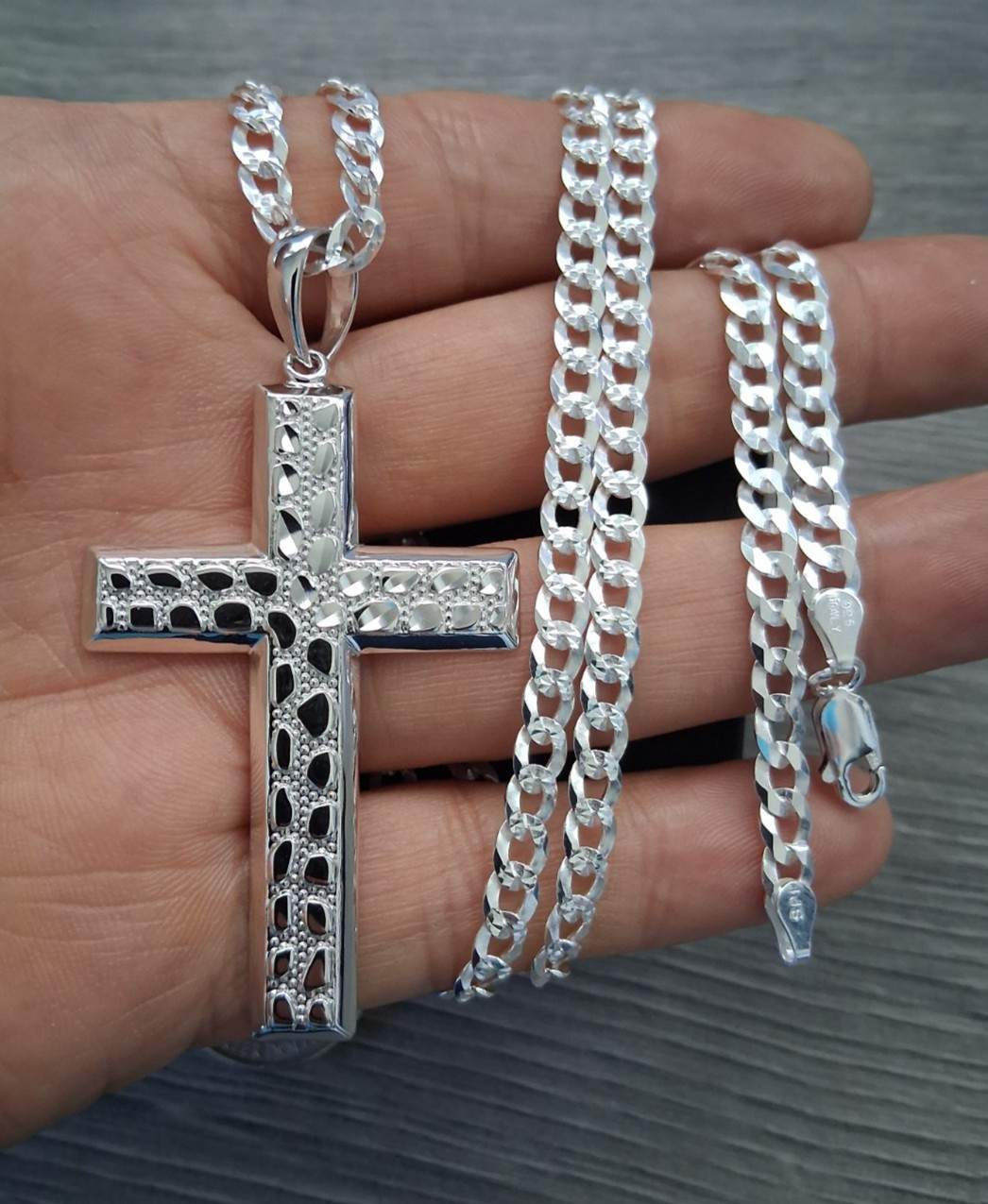 cadena y cruz de plata 925 plata real autentica y marcada